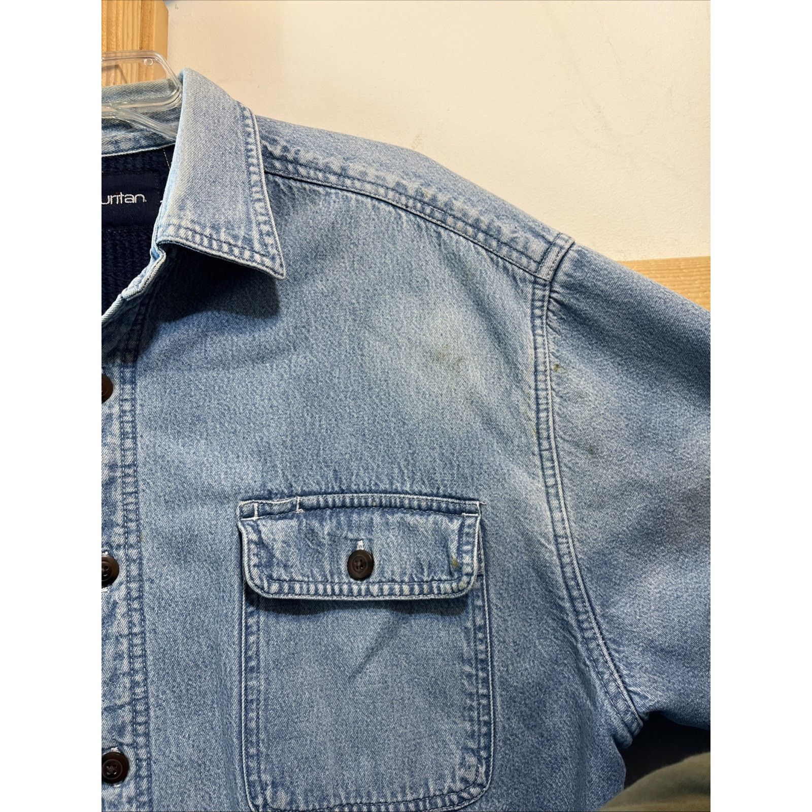 Puritan Puritan Men's L 42/44 Blue Cotton Denim Fleece Lined Shacket Size US L / EU 52-54 / 3 - 12 Thumbnail