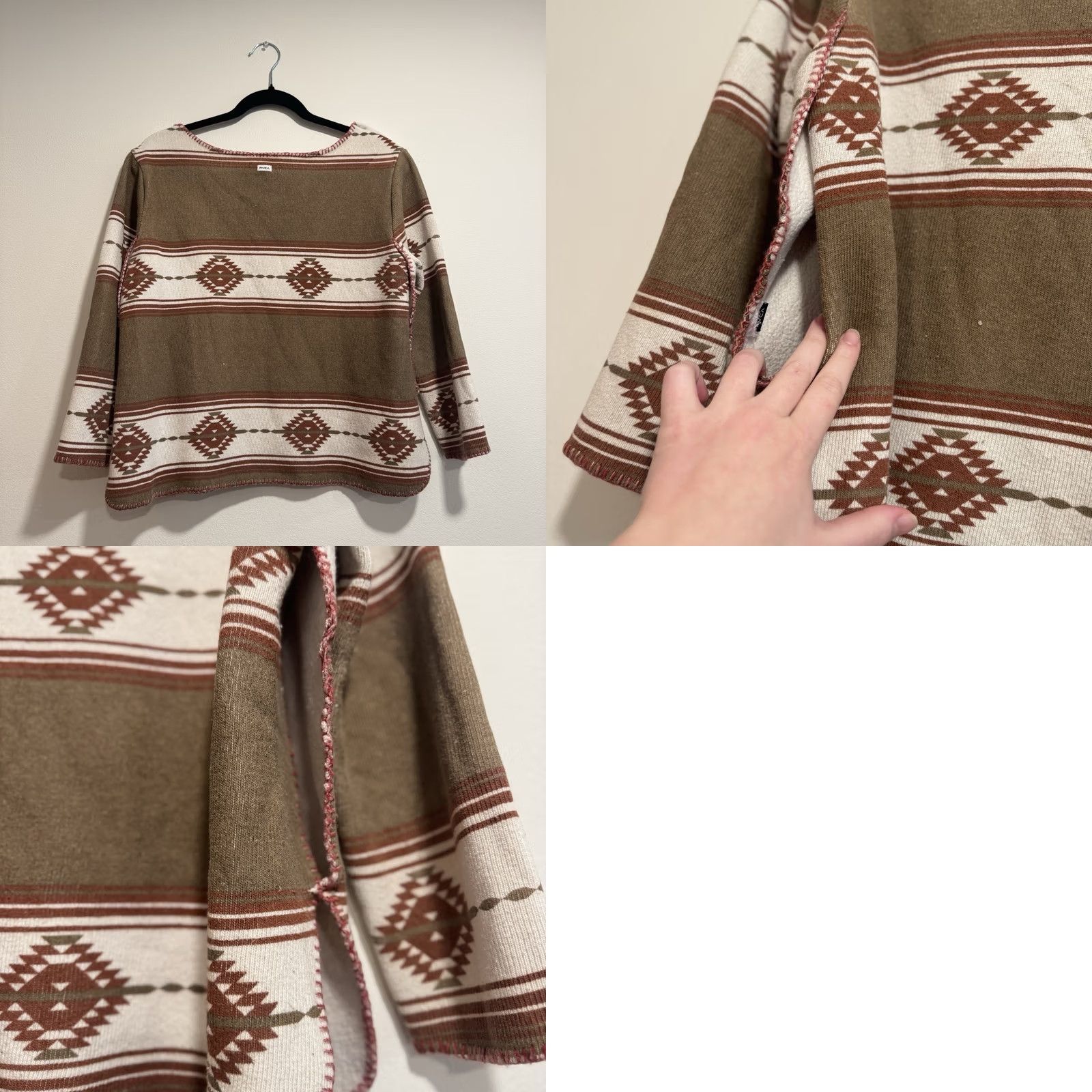 RVCA RVCA Aztec Pattern Pullover Sweatshirt Poncho Women's M/L Brown 3/4th Sleeve Size M / US 6-8 / IT 42-44 - 9 Thumbnail