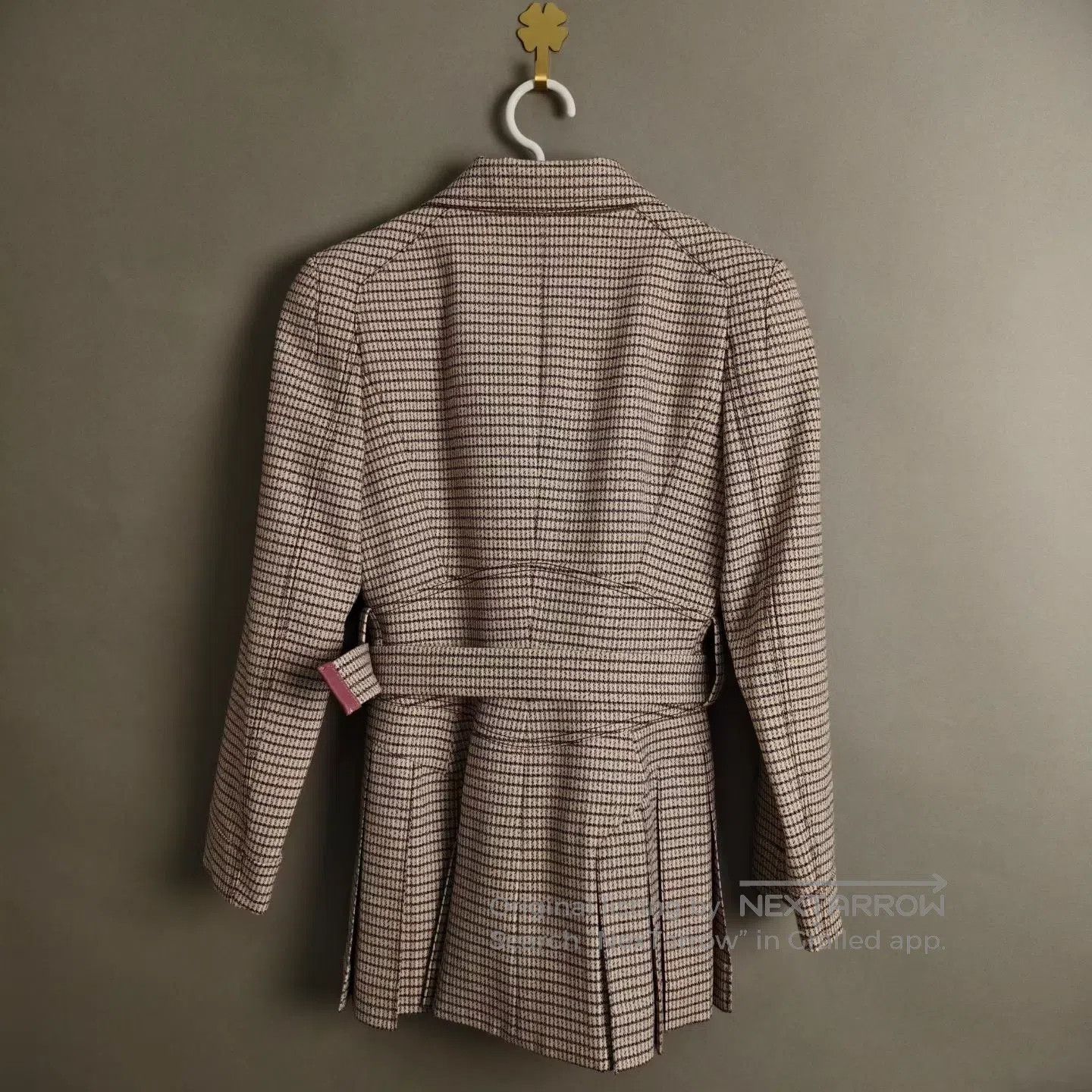 Fendi FENDI Pink Houndstooth Belted Blazer| Size XS / US 0-2 / IT 36-38 - 2 Thumbnail