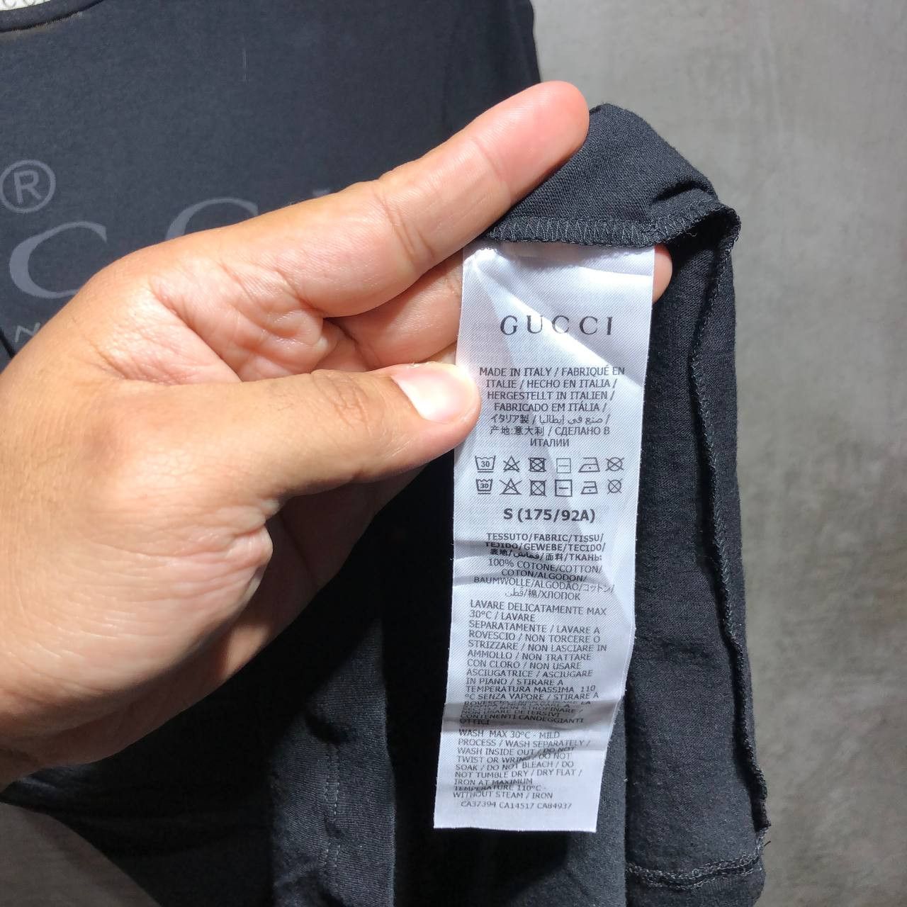 Gucci Logo Made in Italy Black on Black tee