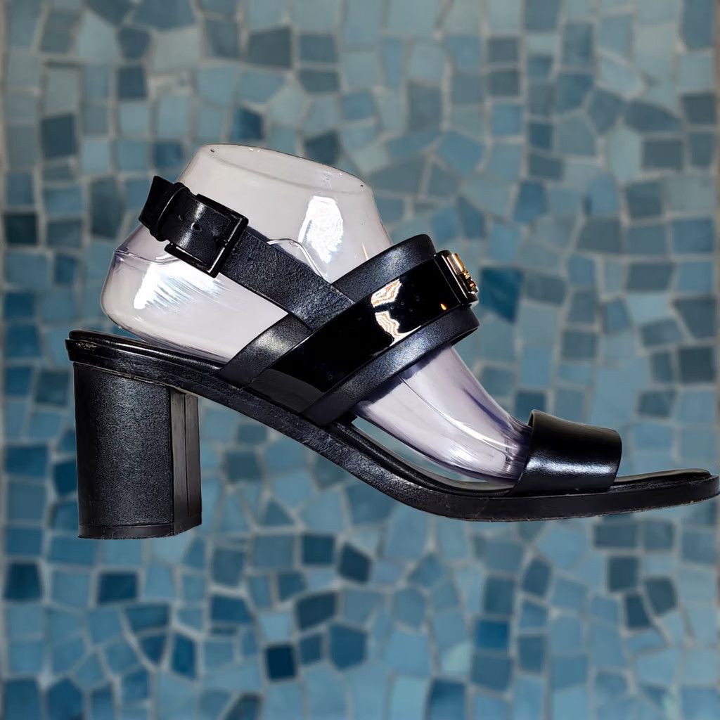 Tory Burch Tory Burch GiGi Slingback Block Heel Sandals Black Leather 10 Women US 10 M Strappy Buckle Logo Hardware Open Toe Casual Party/Cocktail Size US 10 / IT 40 - 1 Thumbnail