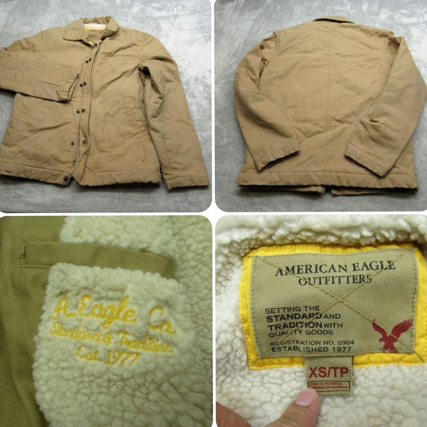 American Eagle Outfitters VINTAGE American Eagle Jacket Mens XS Brown Sherpa Heavy Duck Canvas Chore READ Size US XS / EU 42 / 0 - 2 Thumbnail