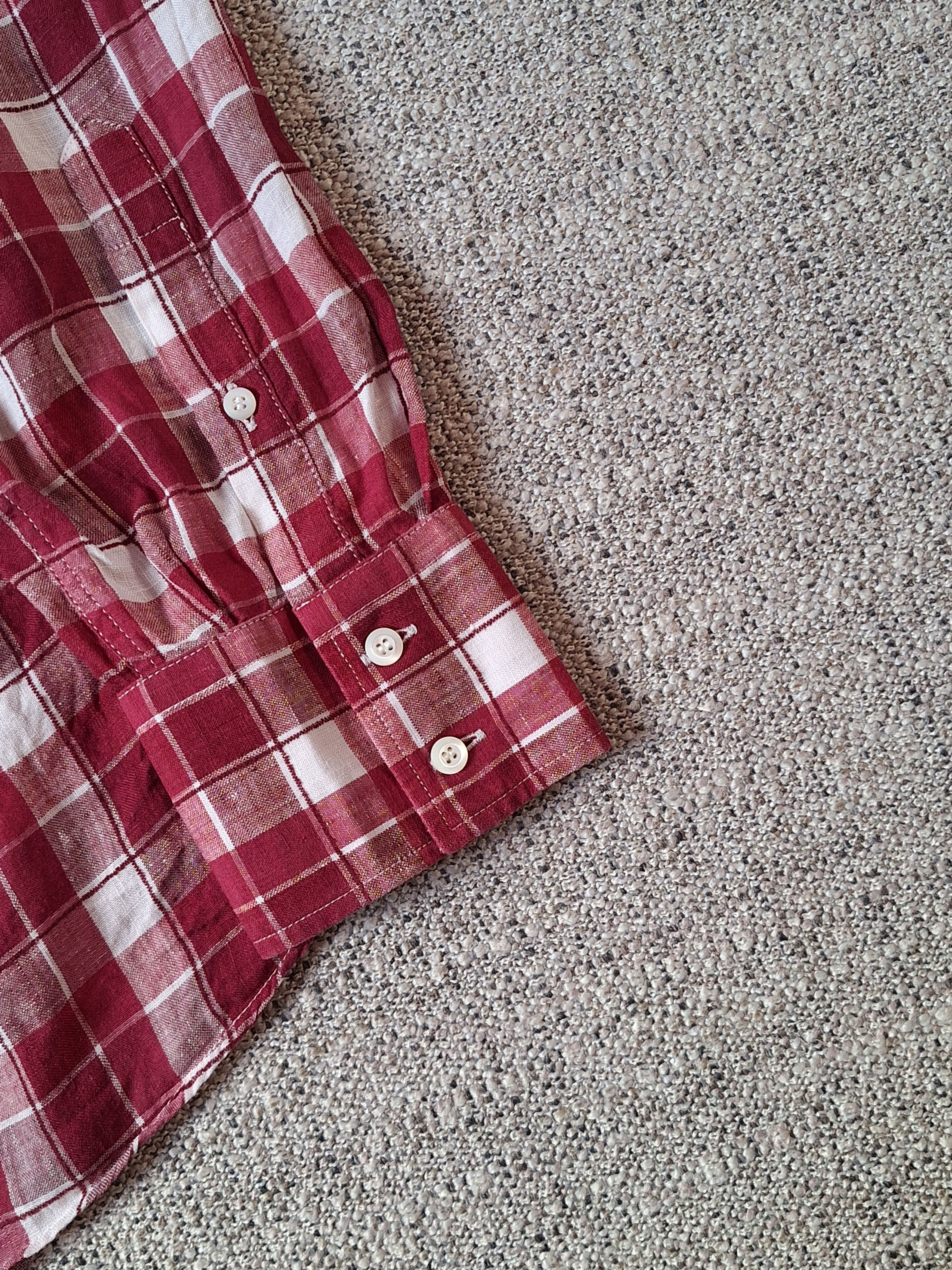 Brunello Cucinelli BRUNELLO CUCINELLI Checkered Linen And Cotton Blend L/s Size US L / EU 52-54 / 3 - 16 Thumbnail