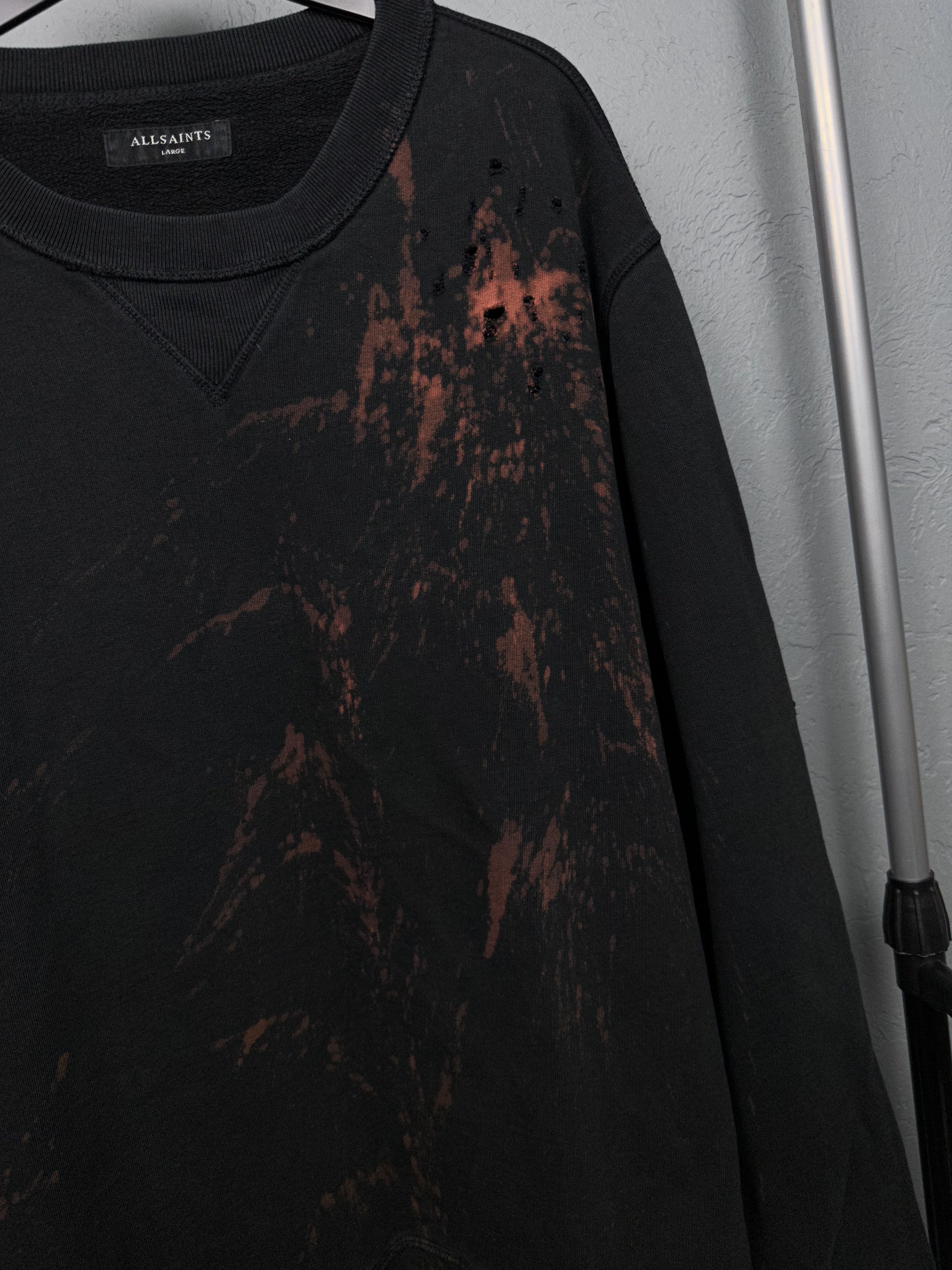 Allsaints Allsaints Mens Ictus Crew Neck Distressed Sweatshirt Size US L / EU 52-54 / 3 - 3 Thumbnail