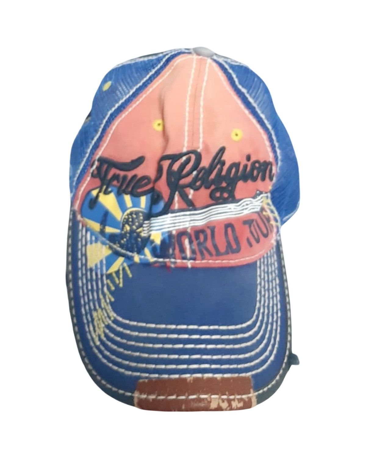 True Religion Sunshine Distressed Sashiko Stitched Base Ball Cap Size ONE SIZE - 1 Thumbnail