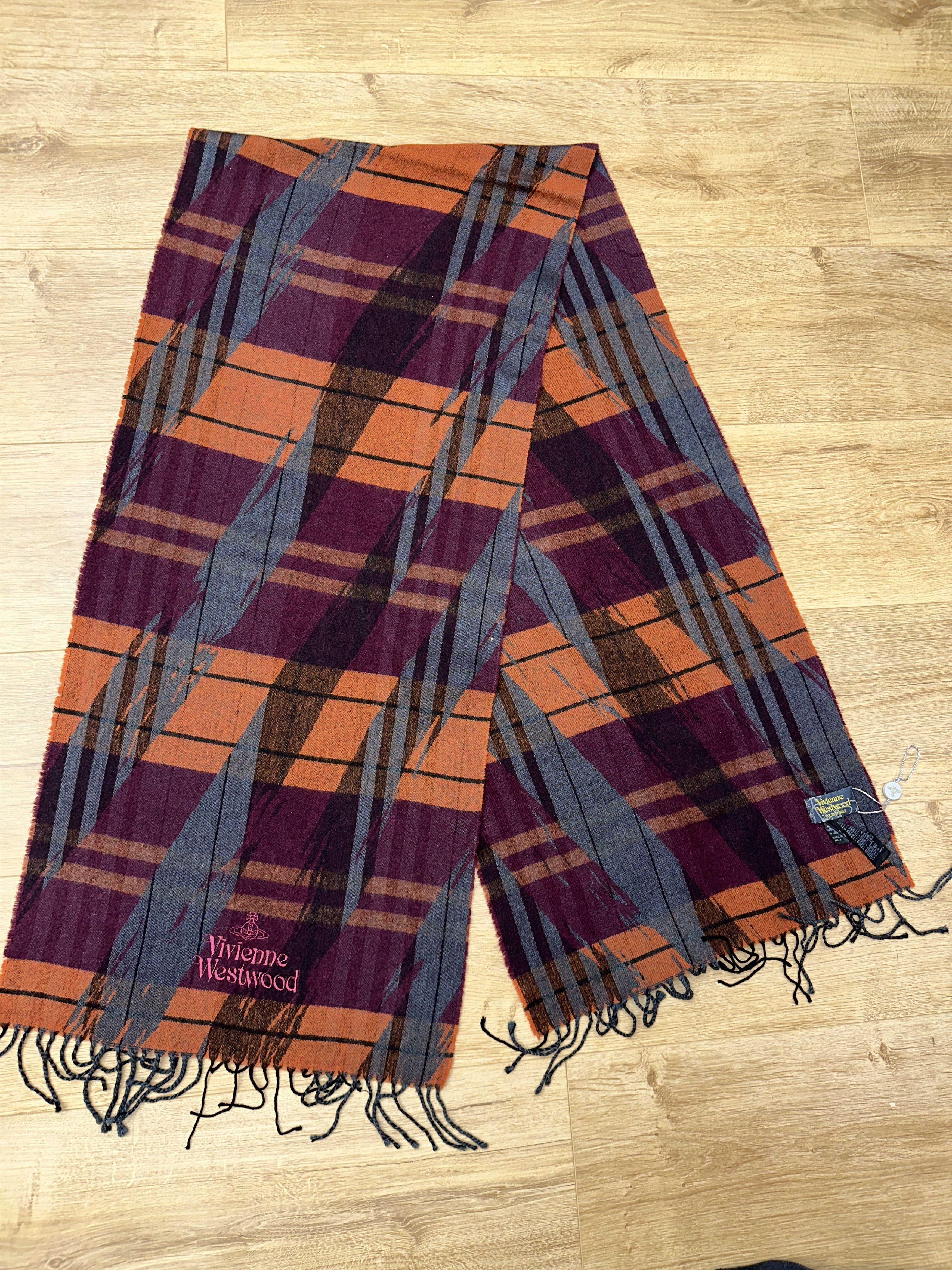 Vivienne Westwood Rare Vivienne Westwood Orb Plaid Wool Blend Fringed 185x38 Size ONE SIZE - 1 Thumbnail