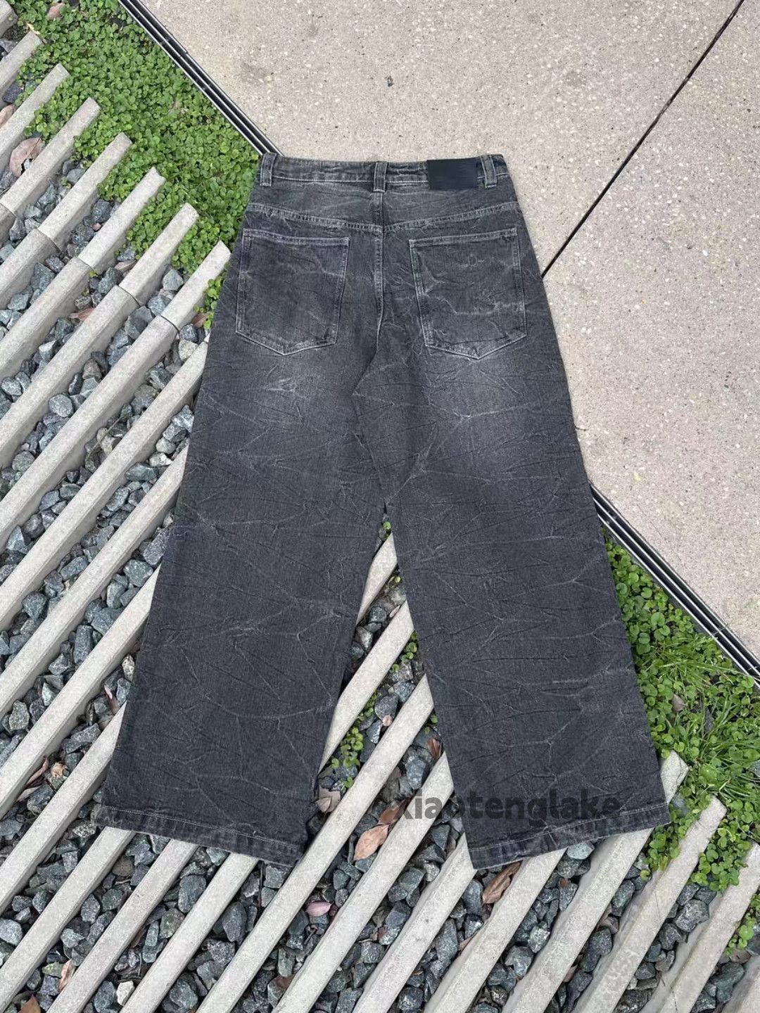 Jean Unisex washed faded loose baggy skate hiphop pants Size US 32 / EU 48 - 4 Thumbnail