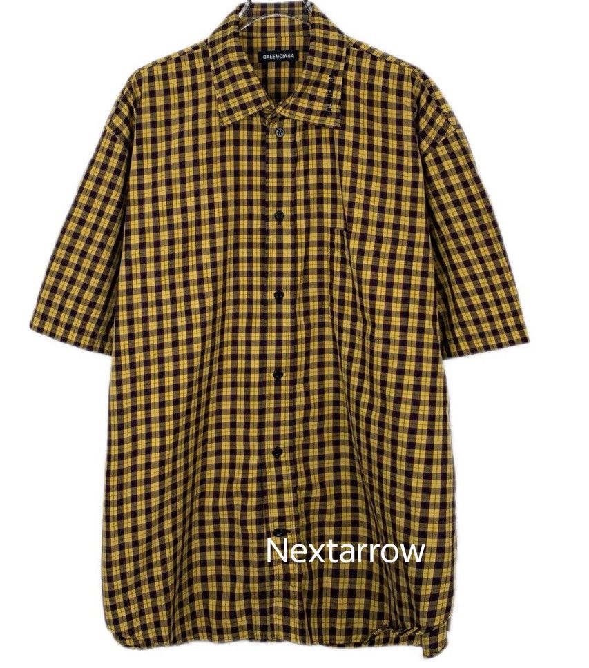 Balenciaga Balenciaga Yellow plaid lapel cotton short sleeved shirt Size US M / EU 48-50 / 2 - 1 Thumbnail