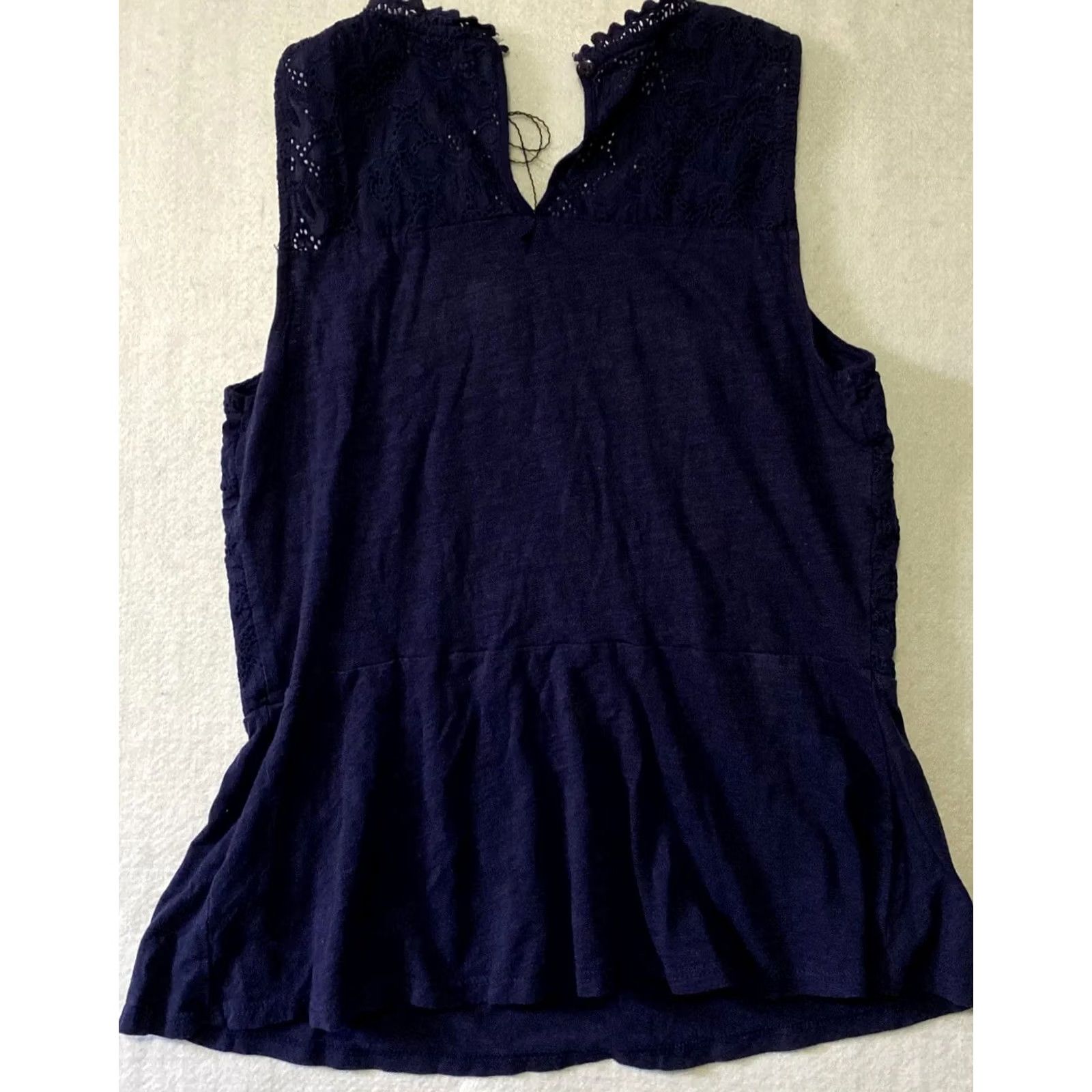Vintage Cable & Gauge Sleeveless Top Womens Size M Blue Lace Jersey Polyester Shirt Tank Regular Short Sleeveless Summer Basic Fashion Blouse Mens? Size M / US 6-8 / IT 42-44 - 6 Thumbnail
