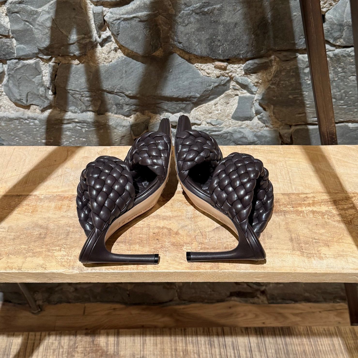 Bottega Veneta Bottega Veneta Brown Leather Woven The Curve Heeled Sandals Size US 6 / IT 36 - 11 Thumbnail