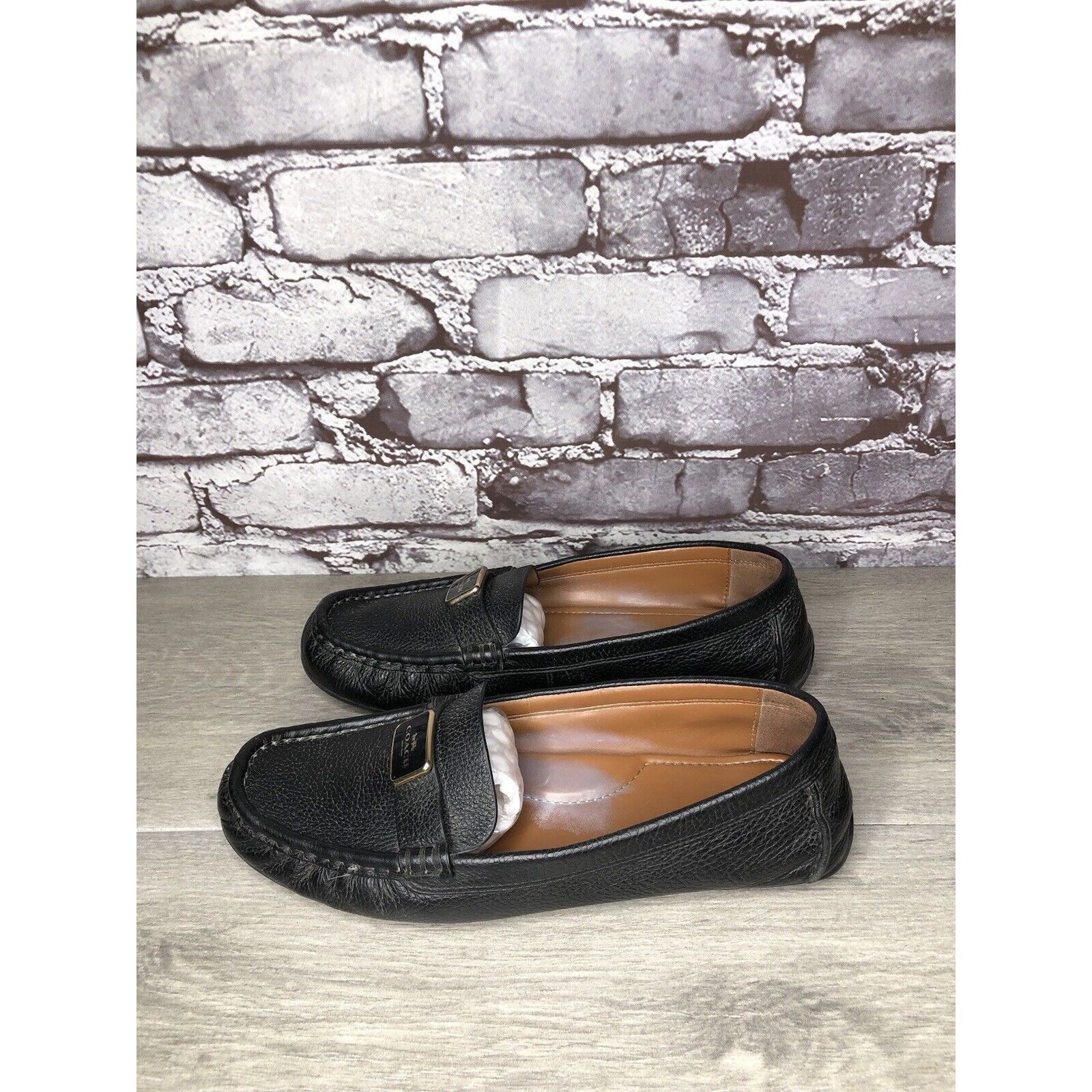 Coach Coach Black Pebbled Leather Badge Moccasin Loafers Shoes Wom Size US 8.5 / IT 38.5 - 23 Thumbnail