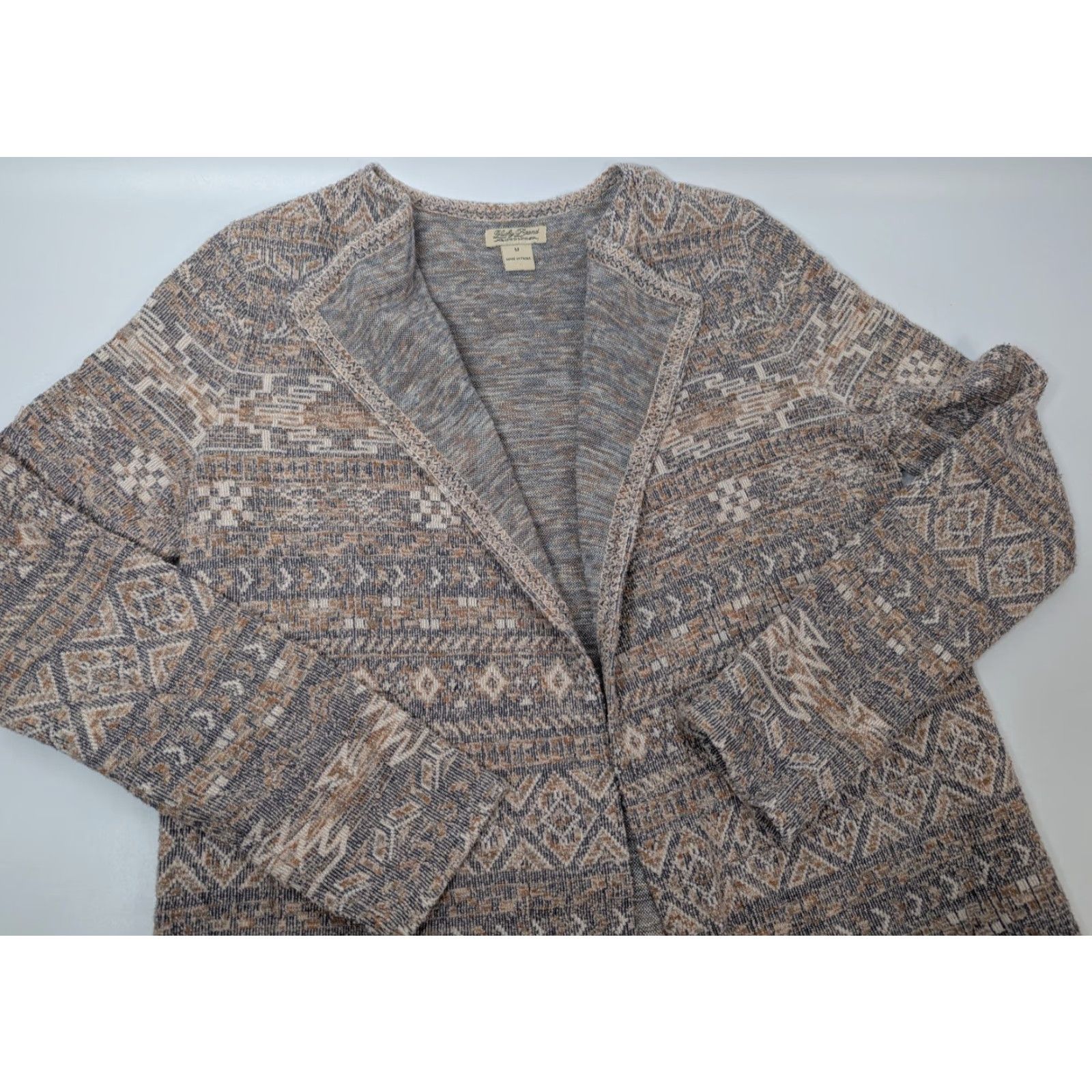 Lucky Brand Lucky Brand Cardigan Women Aztec Boho Knit Open Front Pockets Beige Long Sleeve Medium M Fall Spring Winter Casual Workwear 90s? Size M / US 6-8 / IT 42-44 - 2 Thumbnail