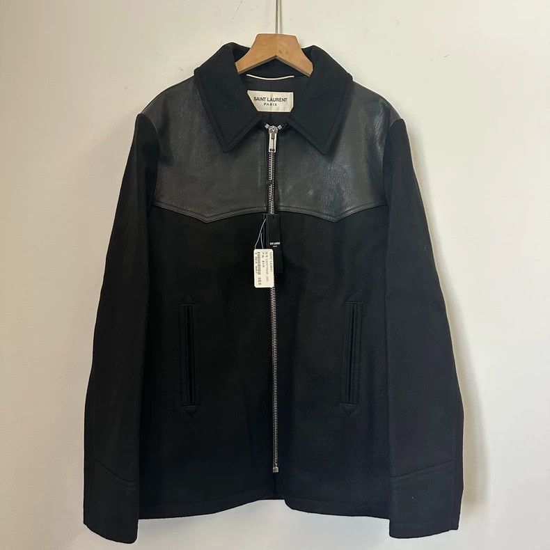 Saint Laurent Paris Saint Laurent Wool Leather Panel Jacket Size US M / EU 48-50 / 2 - 1 Thumbnail
