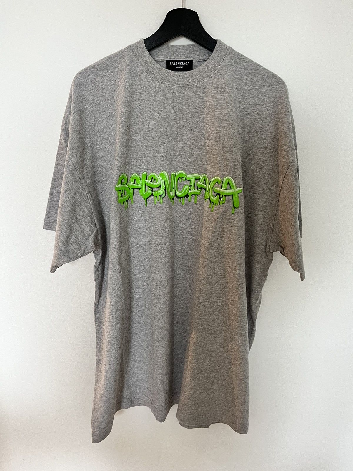 image of Balenciaga Tag Logo T-Shirt in Grey, Men's (Size Large)