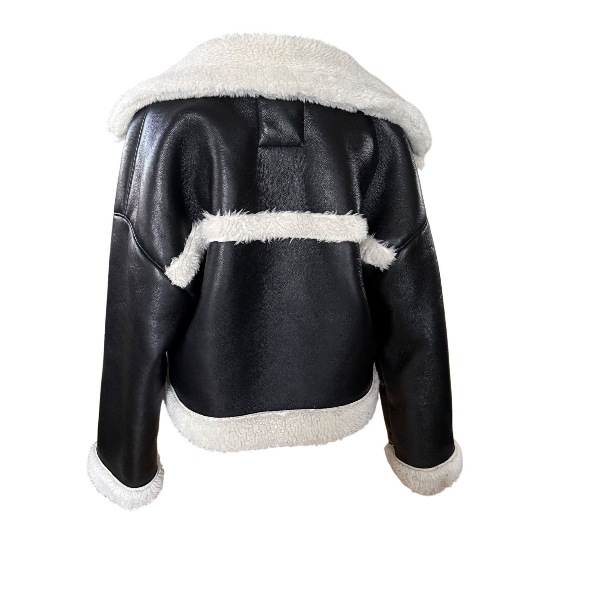 Abercrombie & Fitch Abercrombie & Fitch Womens Black Vegan Leather Sherpa-Lined Size S / US 4 / IT 40 - 5 Thumbnail