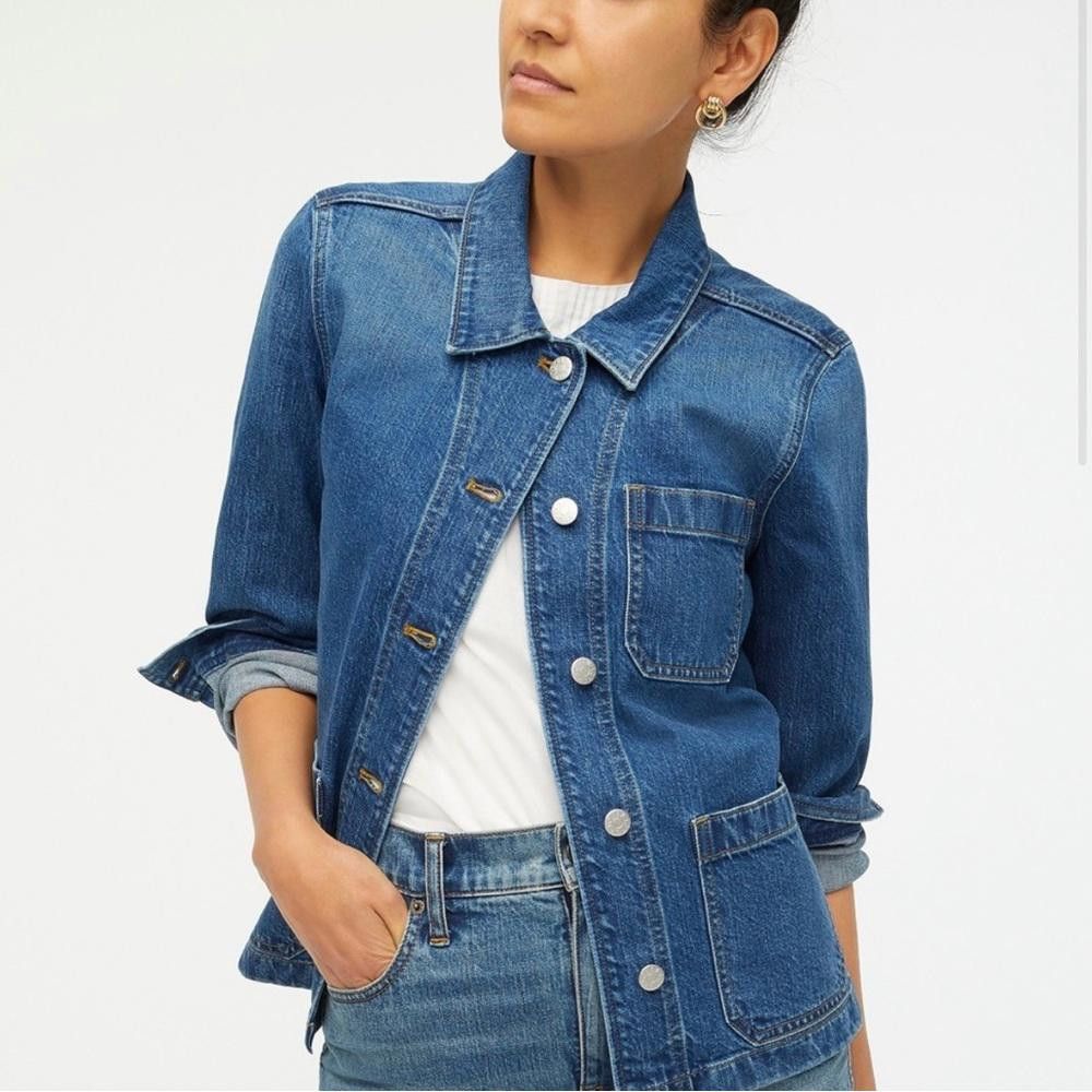 J.Crew J. Crew Denim Oversize Chore Jean Utility Pockets Jacket XXS Size XXS / US 00 / IT 34 - 1 Thumbnail