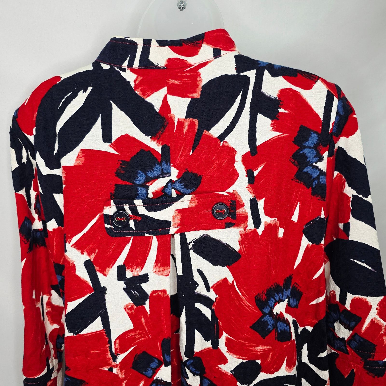 Other Ruby Rd. Blue & Red Floral Print 3/4 Sleeve Jacket Size 14 Size XL / US 12-14 / IT 48-50 - 12 Thumbnail
