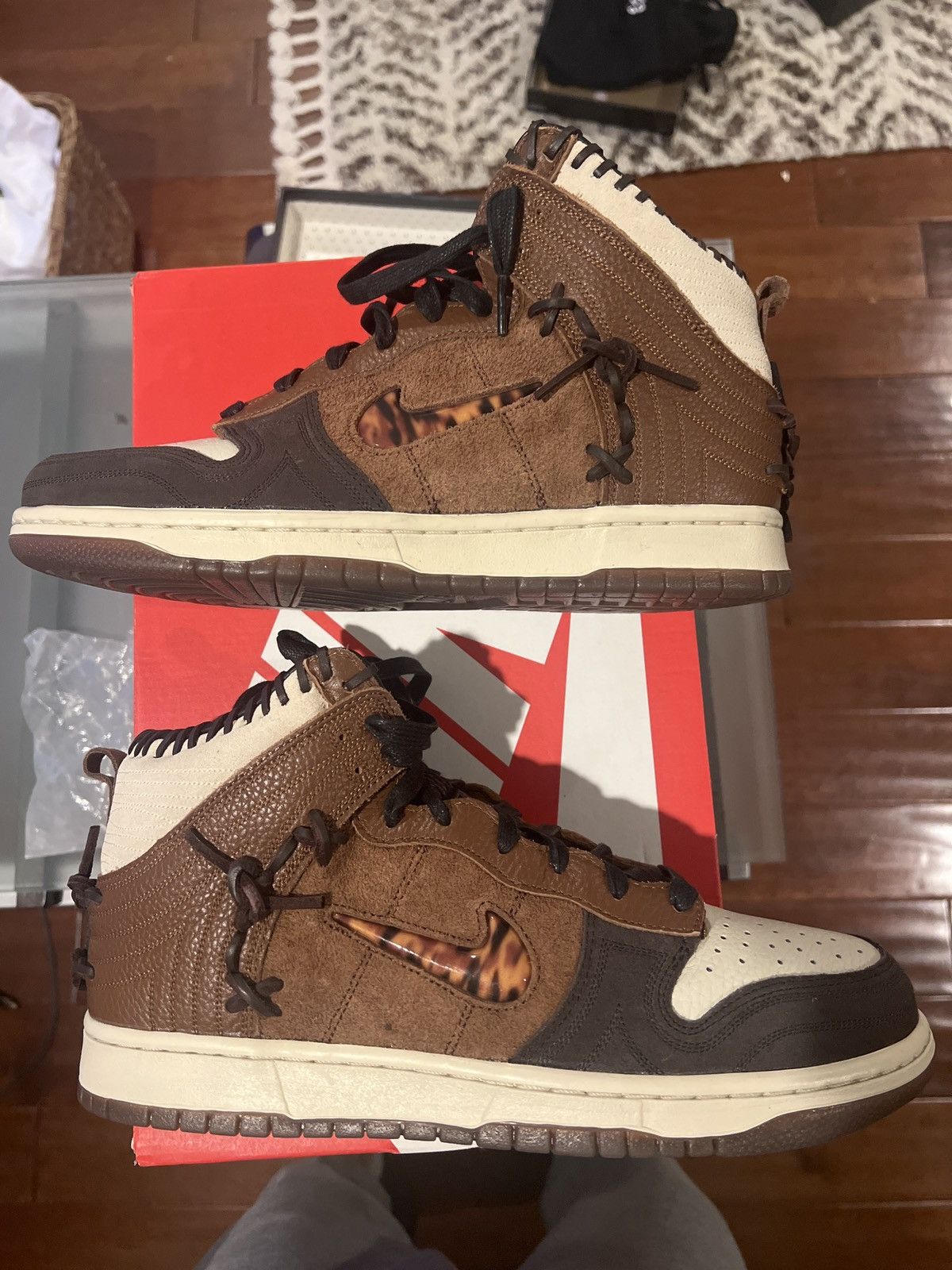 image of Bodega Dunk Hi Shoes in Brown, Men's (Size 10)
