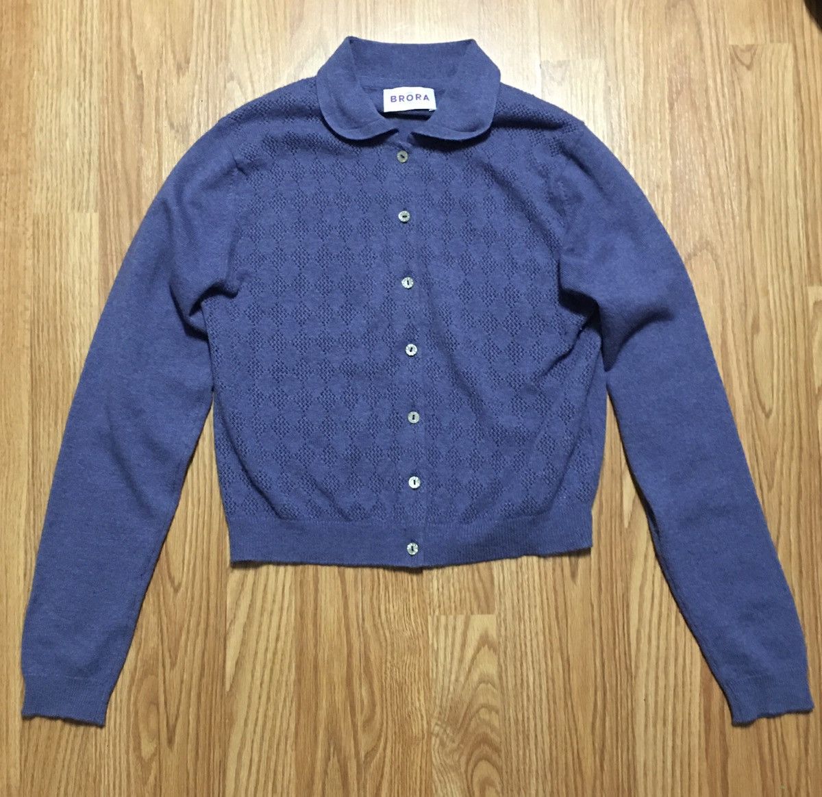 Designer BRORA Cashmere Blue Elegantly Scotland Cardigan UK 12 Size M / US 6-8 / IT 42-44 - 5 Thumbnail