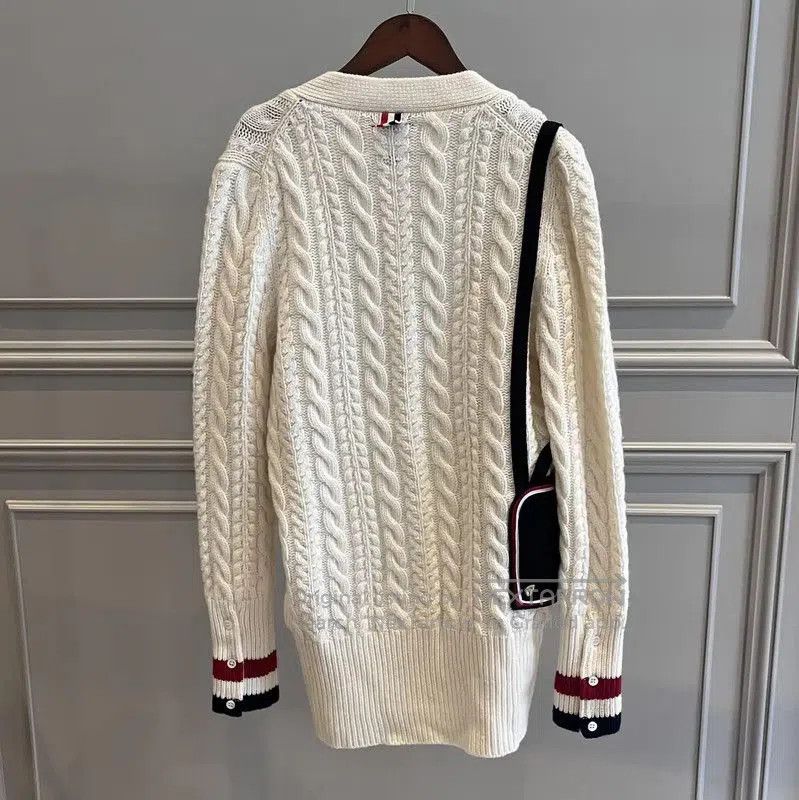 Thom Browne Thom Browne White Wool Cable Knit Cardigan . Size S / US 4 / IT 40 - 2 Thumbnail