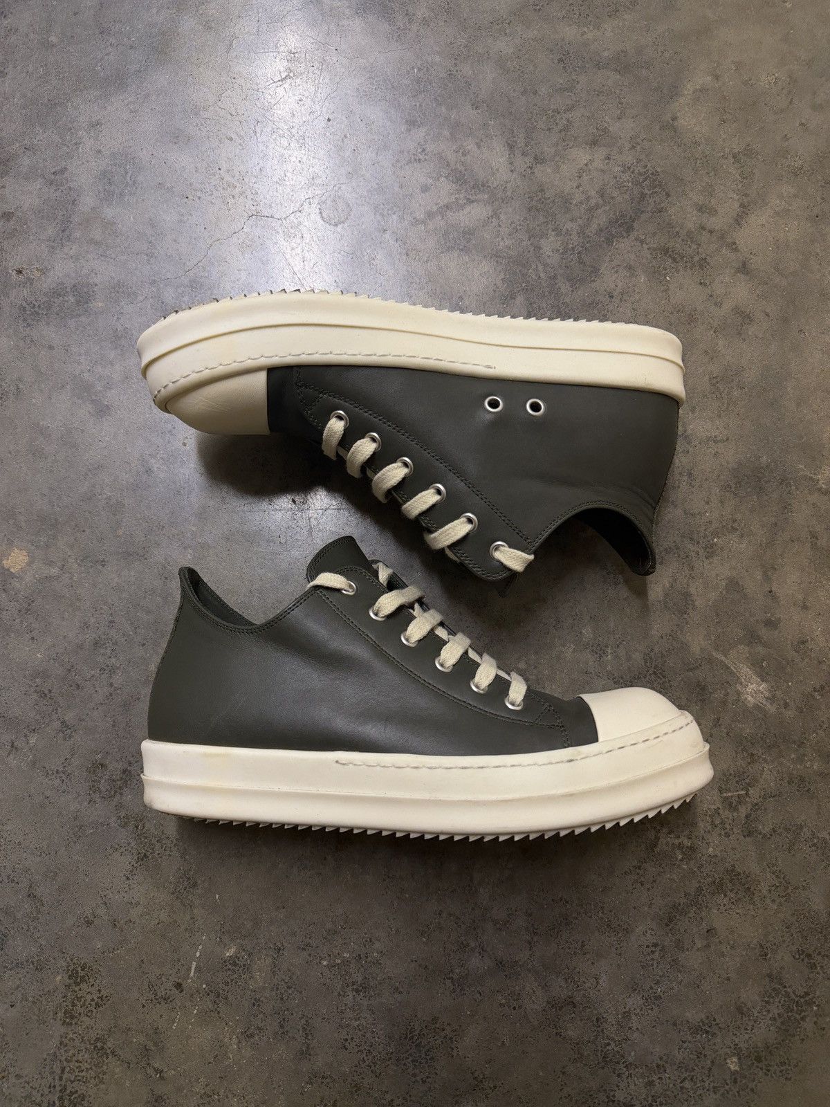 Rick Owens Rick Owens FW23 ‘Luxor’ Forest Leather Ramone Lows Size US 6 / EU 39 - 1 Thumbnail