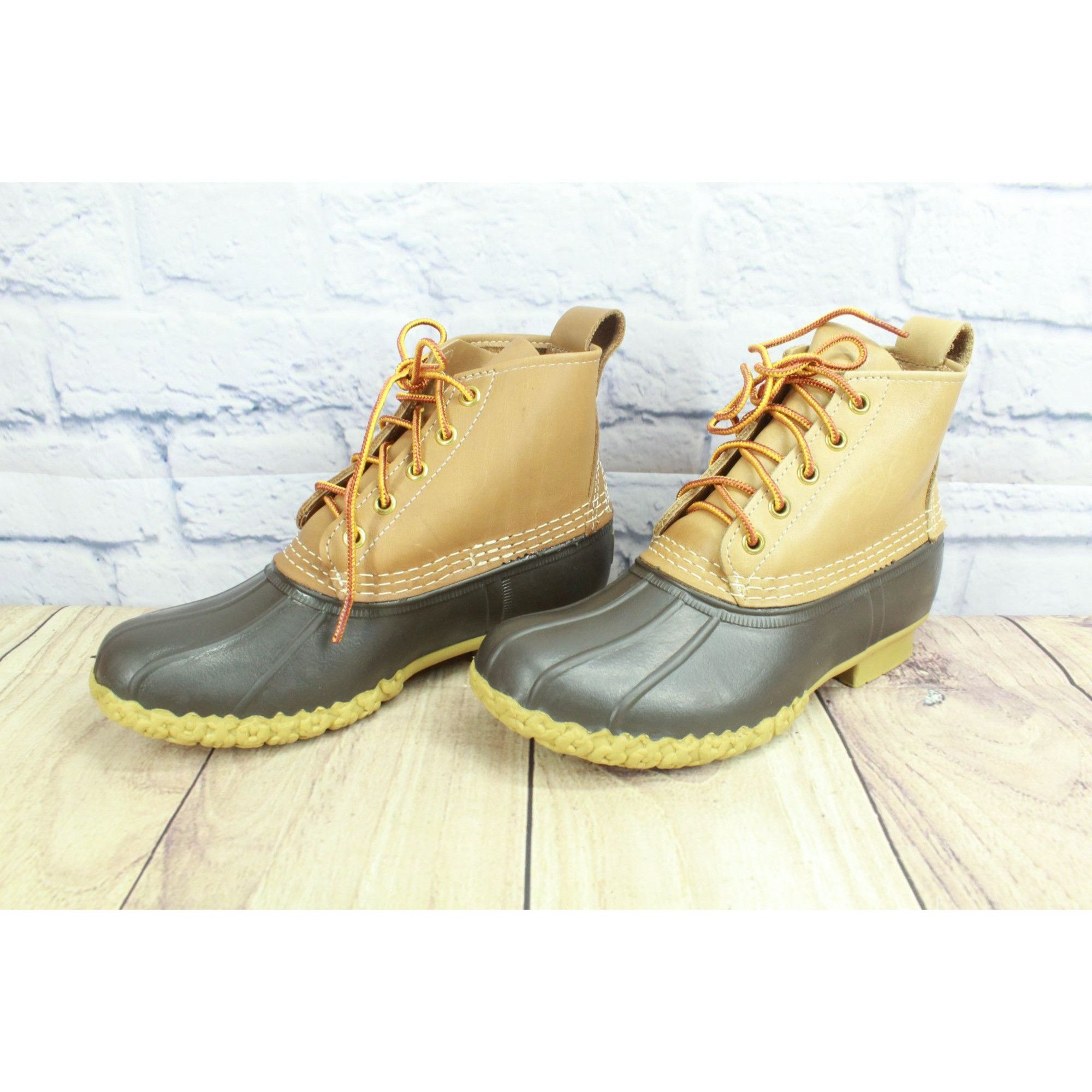 L.L. Bean LL Bean Brown Leather Lace Up Ankle Duck Boots Size US 6 / IT 36 - 2 Thumbnail