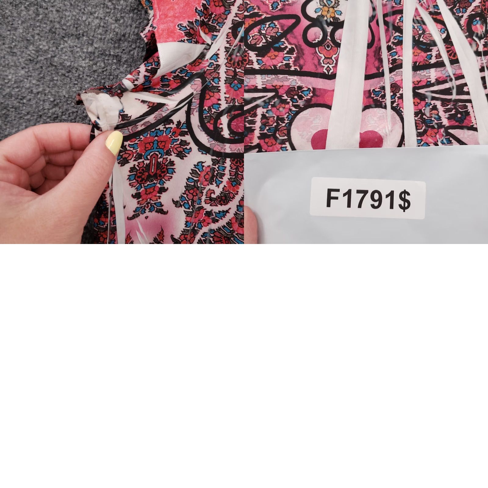 Vintage One World Blouse Shirt Womens Large Pink Paisley Embroidered Rhinestone Boho Embellished Pullover Smocked Hem Cap Sleeve V-Neck Size L / US 10 / IT 46 - 10 Thumbnail