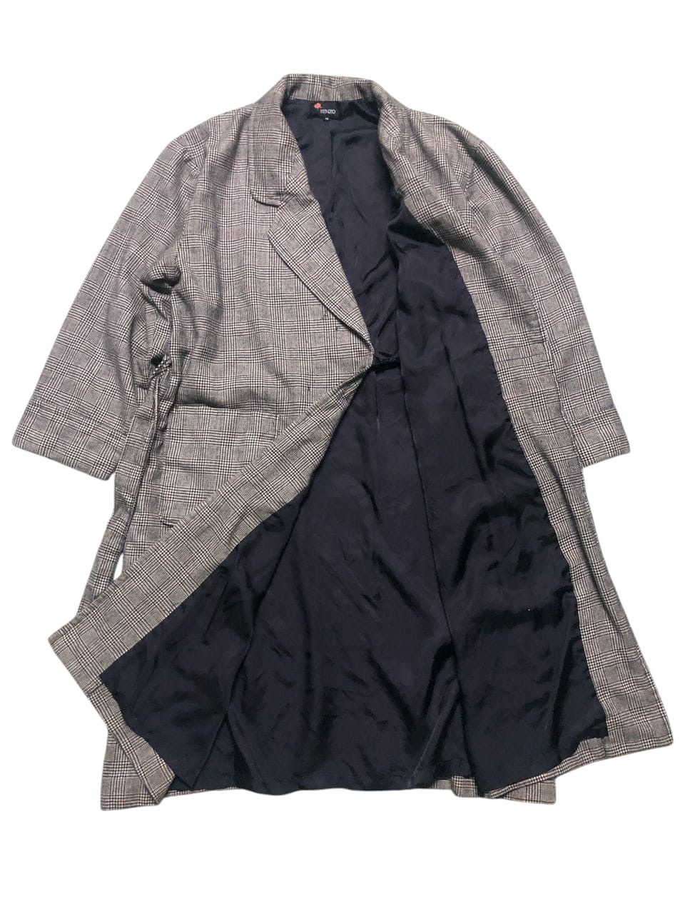 Kenzo × Vintage VINTAGE KENZO PARIS ROBE CHECKED BELTED BUTTONLESS LONG COAT Size US M / EU 48-50 / 2 - 3 Thumbnail