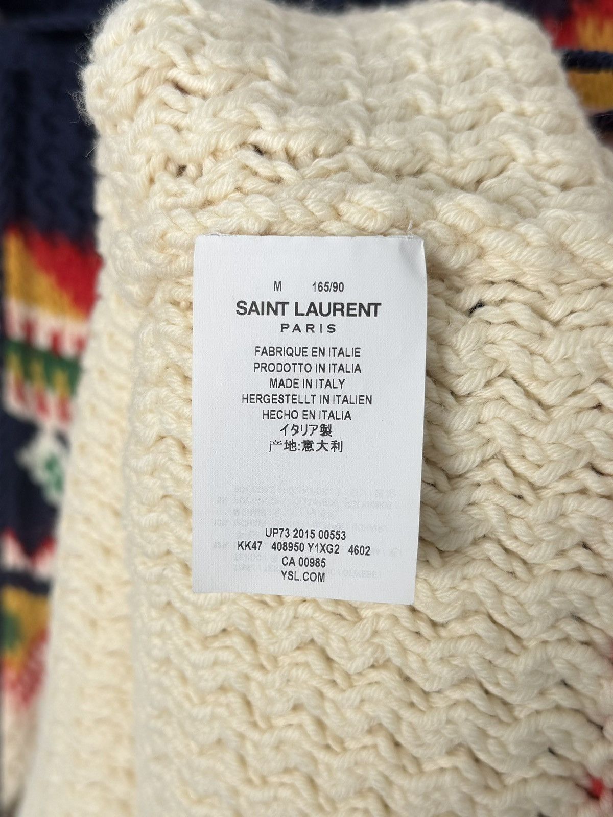 Hedi Slimane × Saint Laurent Paris 16SS Fair Isle Knit Fringe Poncho Cape Size US M / EU 48-50 / 2 - 8 Thumbnail