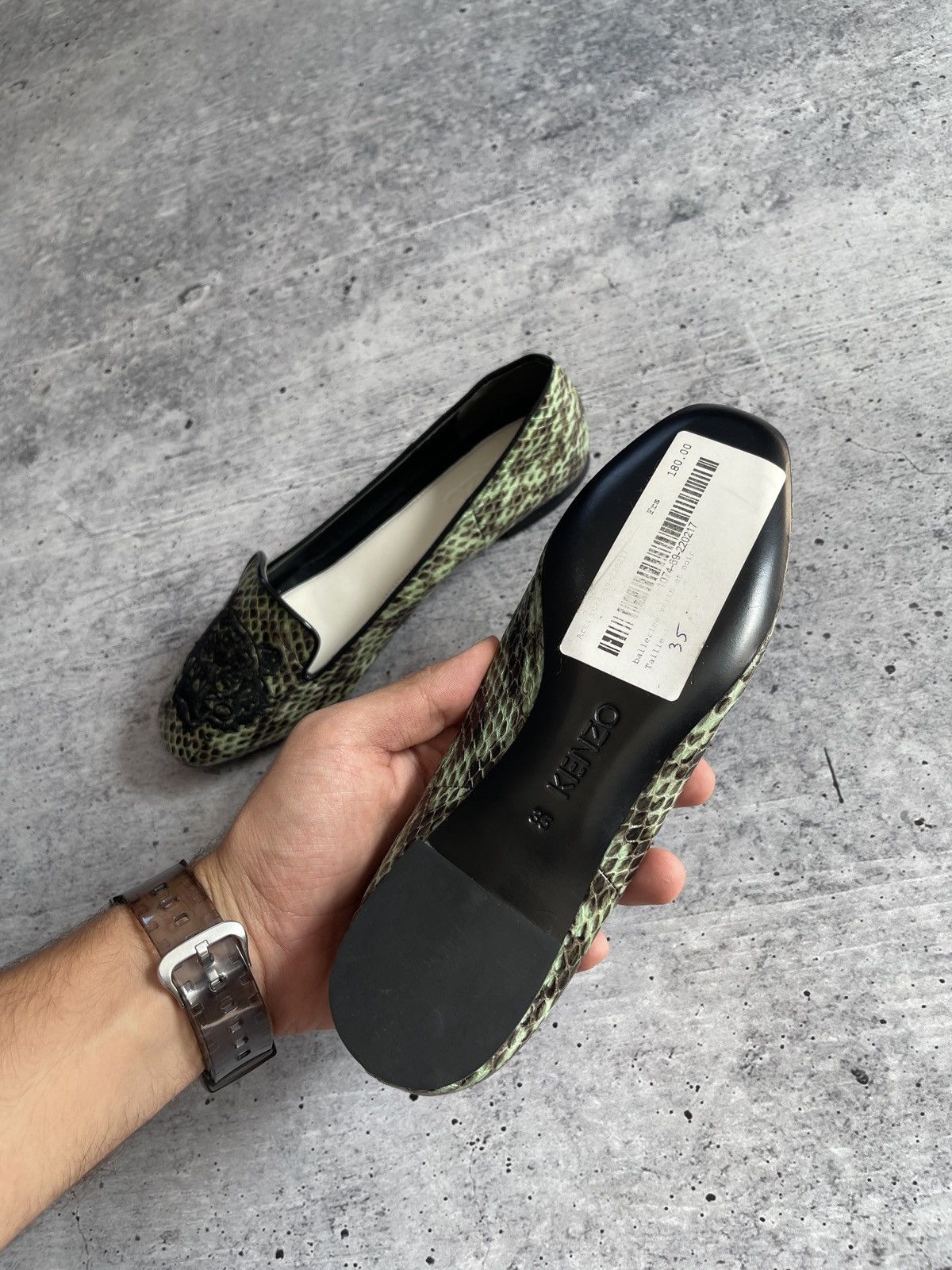 Kenzo Kenzo Green Loafers Size 35 - Snake Skin Effect with Tiger Size US 4 / IT 34 - 21 Thumbnail
