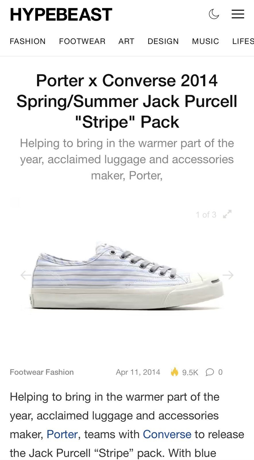 Porter SS14 Porter x Converse Jack Purcell "Stripe" Pack (8US) Size US 8 / EU 41 - 2 Thumbnail