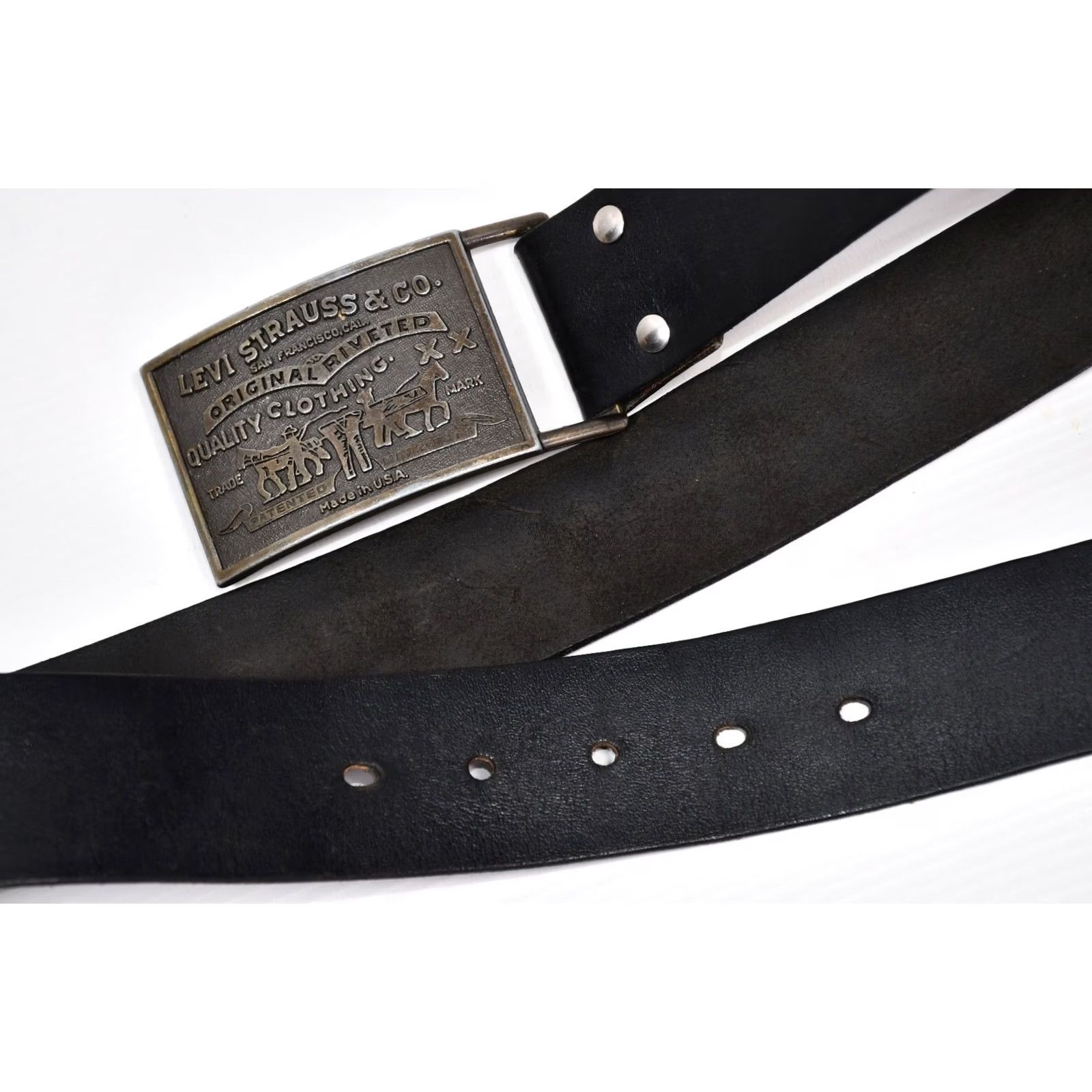 Levi's VINTAGE Levi's Belt Leather USA Made 36 Black Mens Leather Belt 90 cm USA Size 36 - 3 Thumbnail