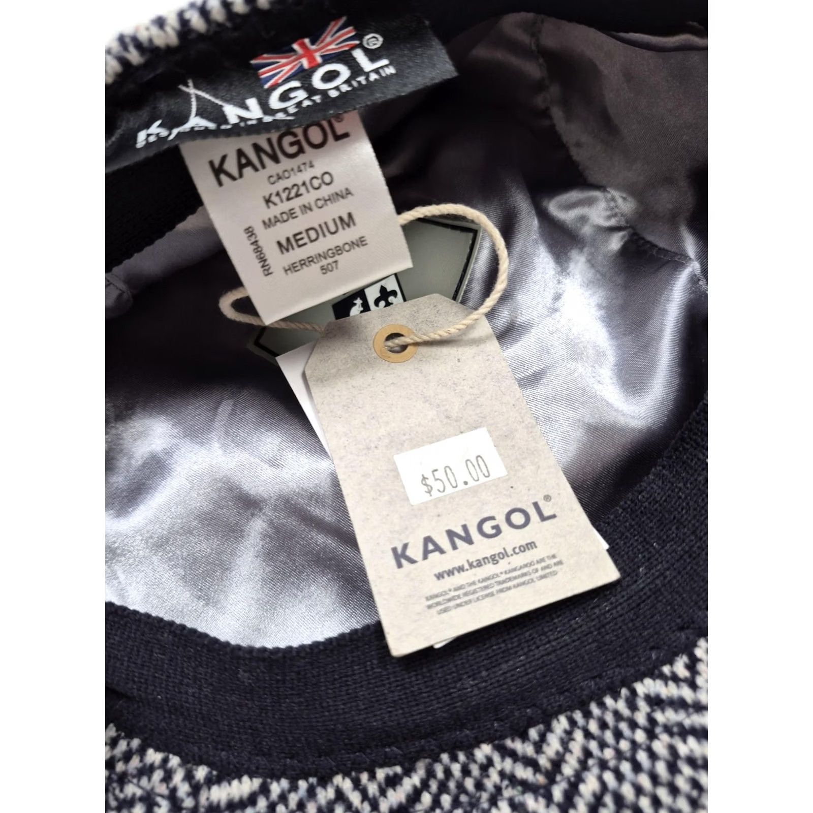Kangol VTG Kangol Hat Newsboy Cap Fitted Mens M Gray Herringbone Wool Tweed Lined Size ONE SIZE - 7 Thumbnail