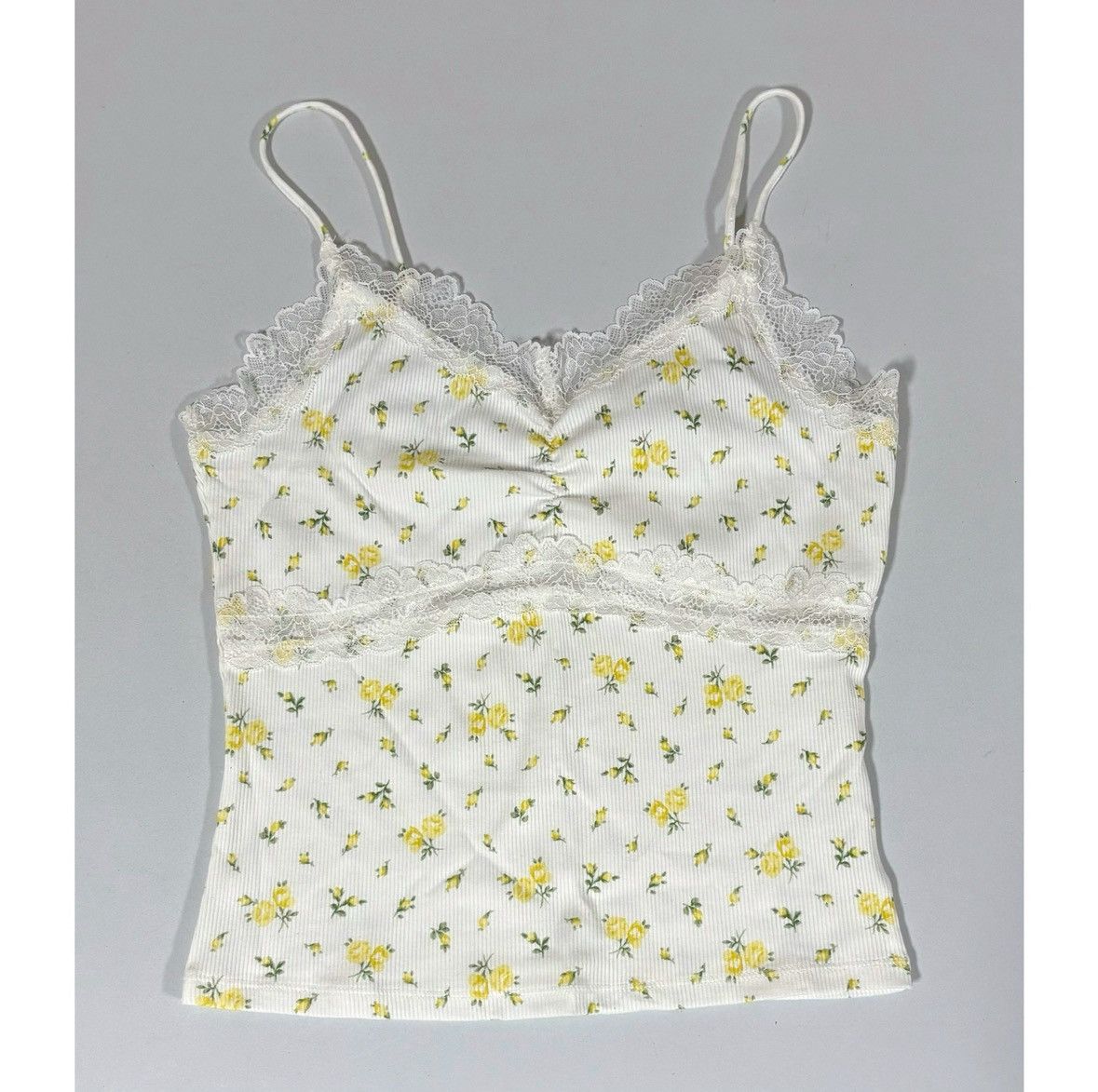 Vintage White Lace Floral Y2K Tank Top Shirt Cami Camisole Size S 🌼✨ Size S / US 4 / IT 40 - 2 Thumbnail