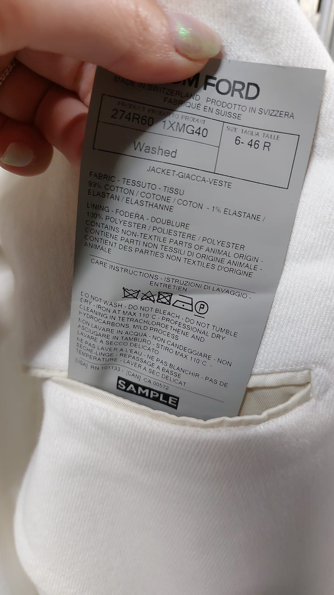 Tom Ford o1loc1c0824 1XMG40SZ Washed Jacket in White Size US S / EU 44-46 / 1 - 3 Thumbnail