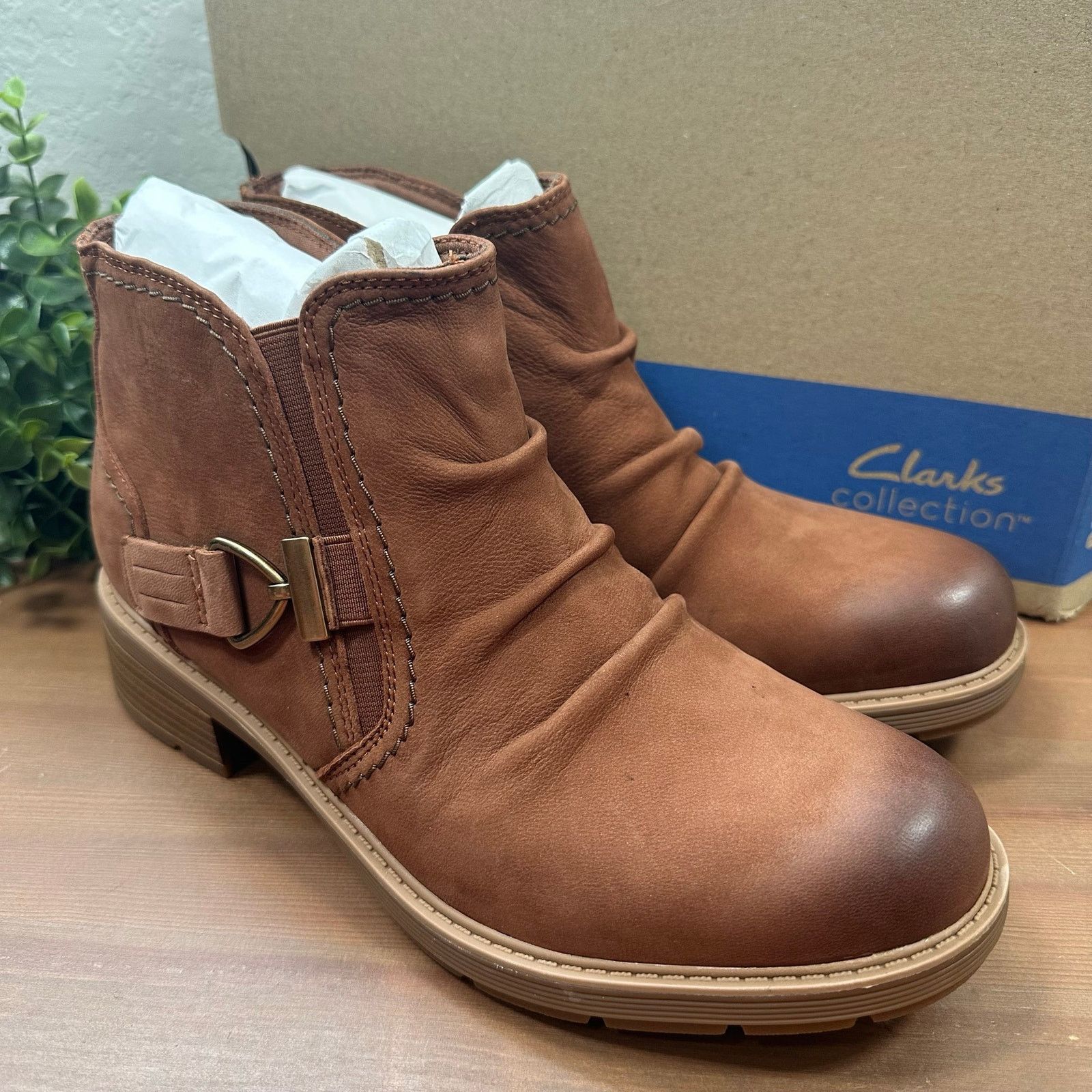 Clarks Clarks Collection Hearth Clara Leather Ankle Boots Tan Size US 8 / IT 38 - 3 Thumbnail