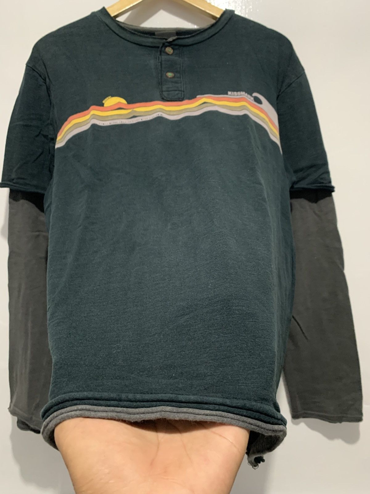 Japanese Brand Kissmark Double Layer Distressed Surfware Vintage LongSleeve Size US L / EU 52-54 / 3 - 6 Thumbnail