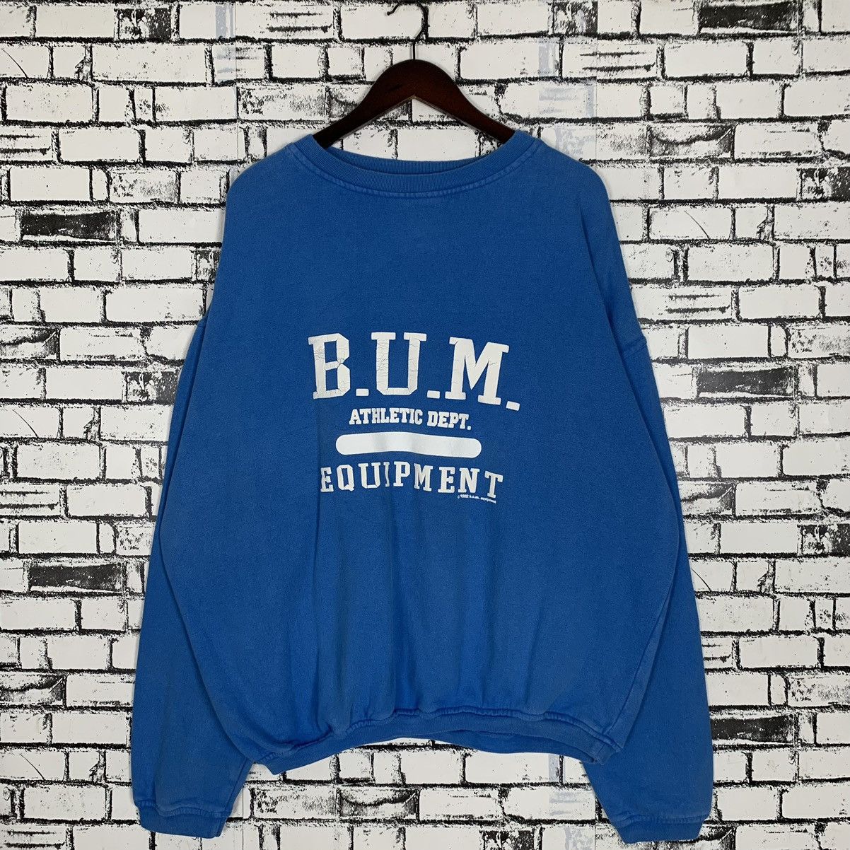image of B U M Equipment x Vintage 90's Bum Equipment Llc Streetwear Crewneck in Blue, Women's (Size Medium)
