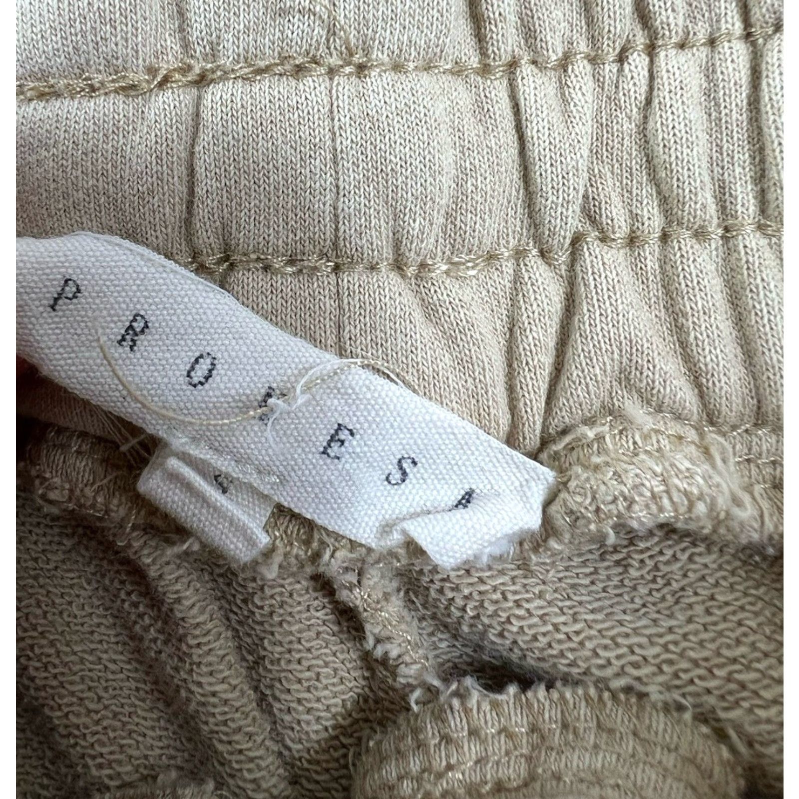 Vintage Promesa Women’s Sweat Shorts Cuffed French Terry Pocket Drawstring Elastic Waist Beige S Small Size 28" / US 6 / IT 42 - 3 Thumbnail