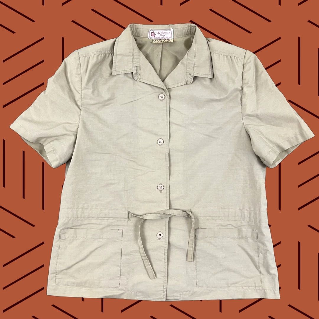 Vintage VINTAGE Gordons Captain’s Lady Shirt Women Size L Cotton Blend Brown Nautical 14 M/L Regular Short Sleeve Button-Up Mens Womens Girls Boys Size L / US 10 / IT 46 - 1 Thumbnail