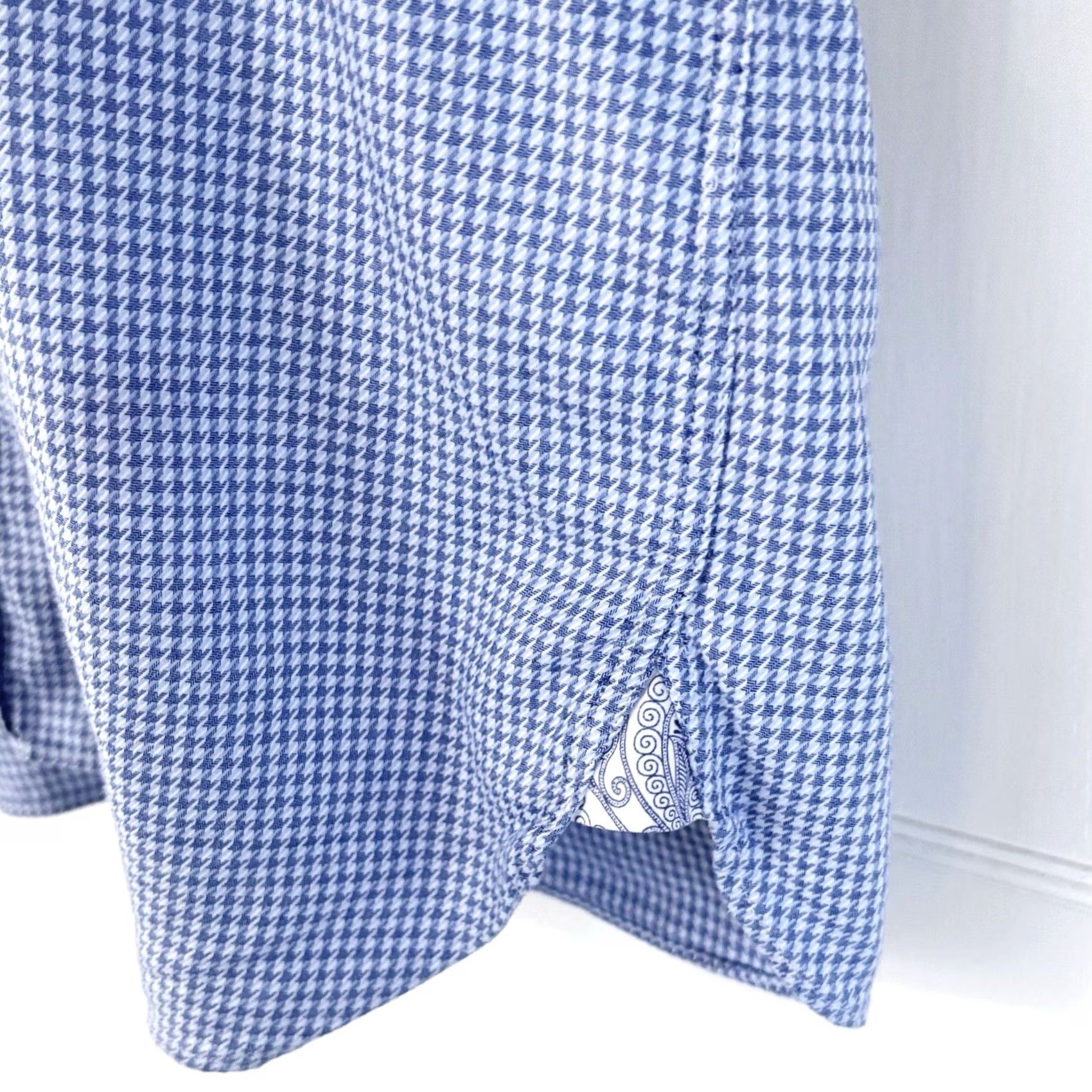 Ted Baker Ted Baker Formal Shirt Size 16.5” Mens Houndstooth Paisley Blue White VGC Size 46R - 5 Thumbnail