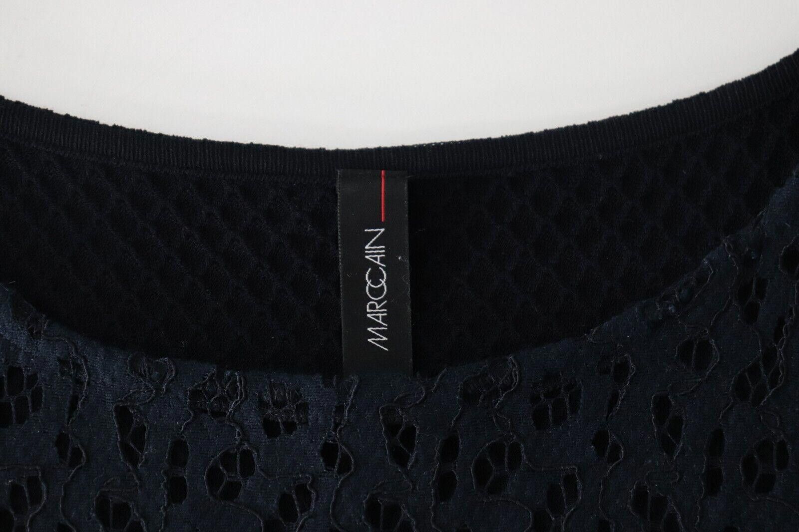 Designer Marc Cain US8 Navy Blue Lace Knit Shift Dress Mini Size M / US 6-8 / IT 42-44 - 3 Thumbnail