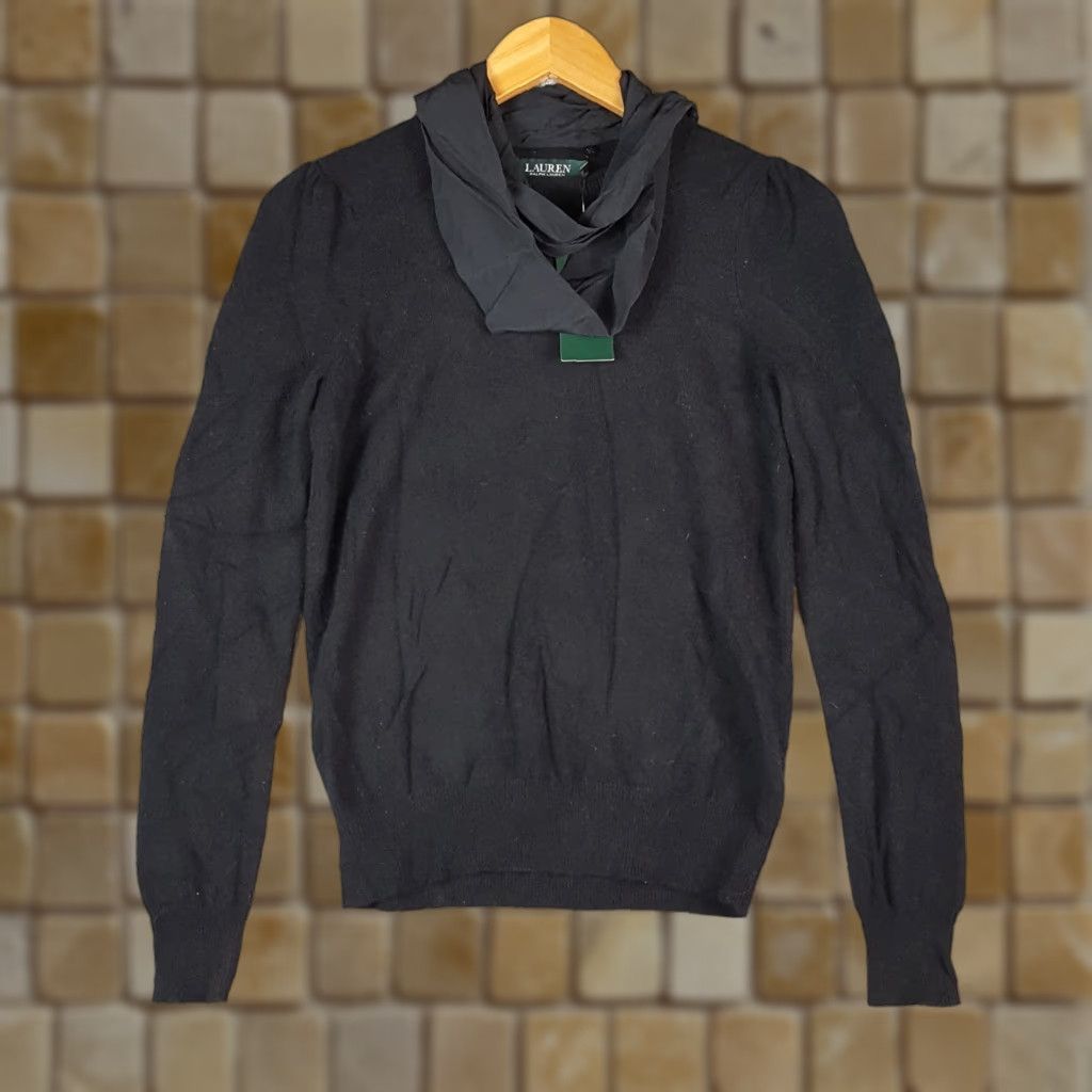 Ralph Lauren VINTAGE Lauren Ralph Lauren Black Cashmere Knit Pullover Sweater Women's XS Long Sleeve Crew Neck Preppy 90s Fashion Menswear Size XS / US 0-2 / IT 36-38 - 1 Thumbnail