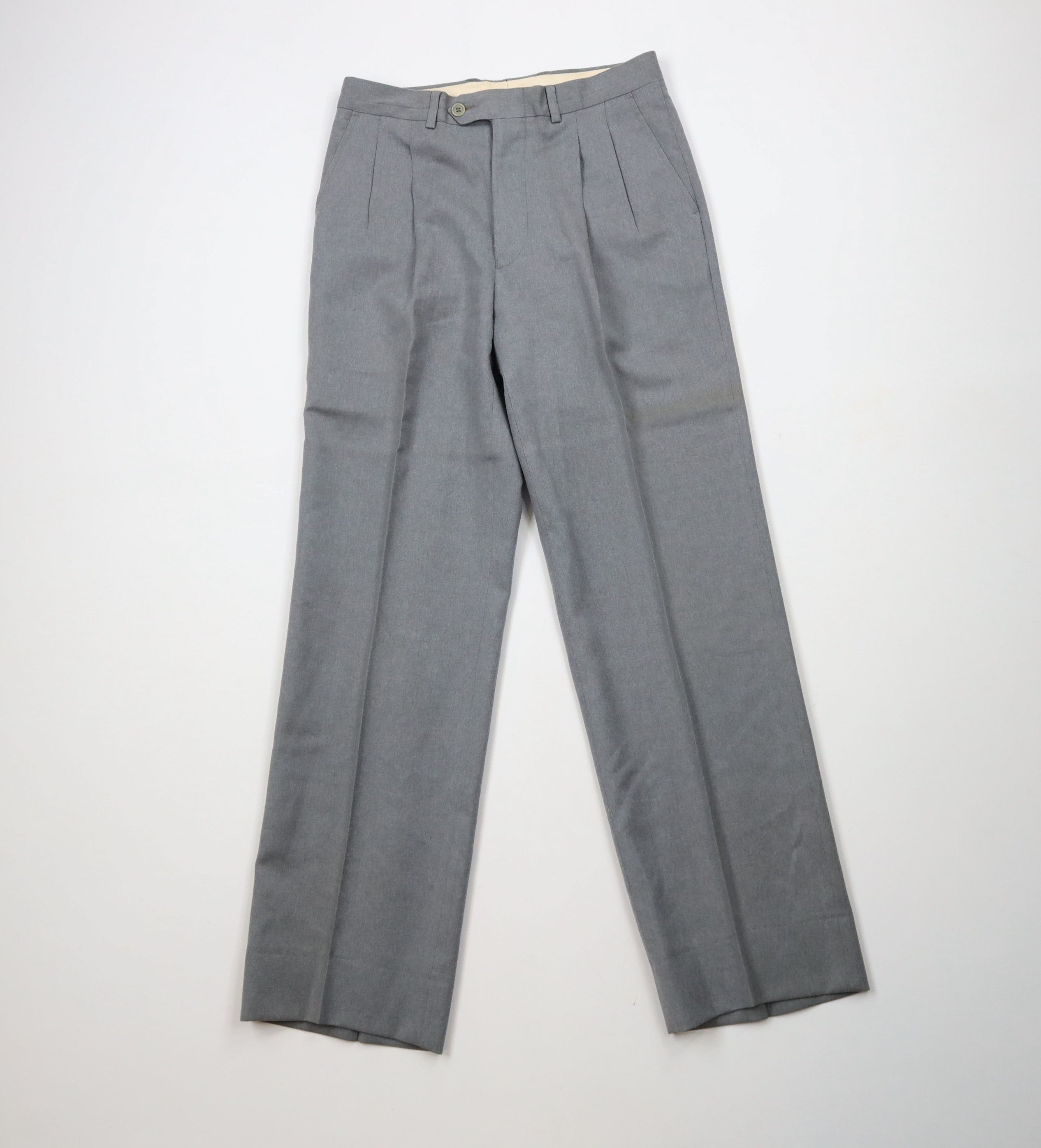 Vintage Vintage 70s Streetwear Pleated Straight Leg Chino Pants Gray Size US 28 / EU 44 - 1 Thumbnail