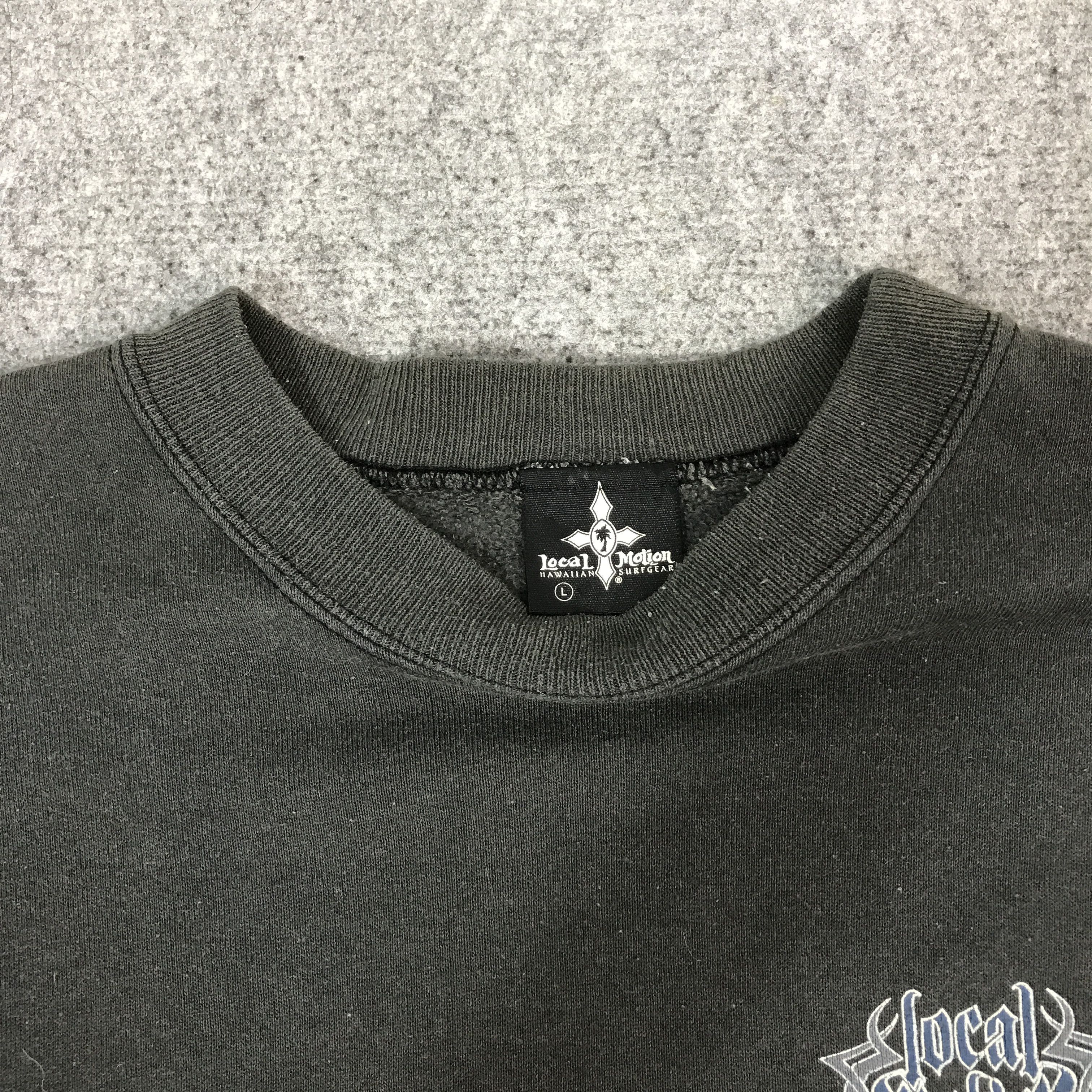 Japanese Brand Vtg local motion black faded style Sweatshirt Size US L / EU 52-54 / 3 - 9 Thumbnail