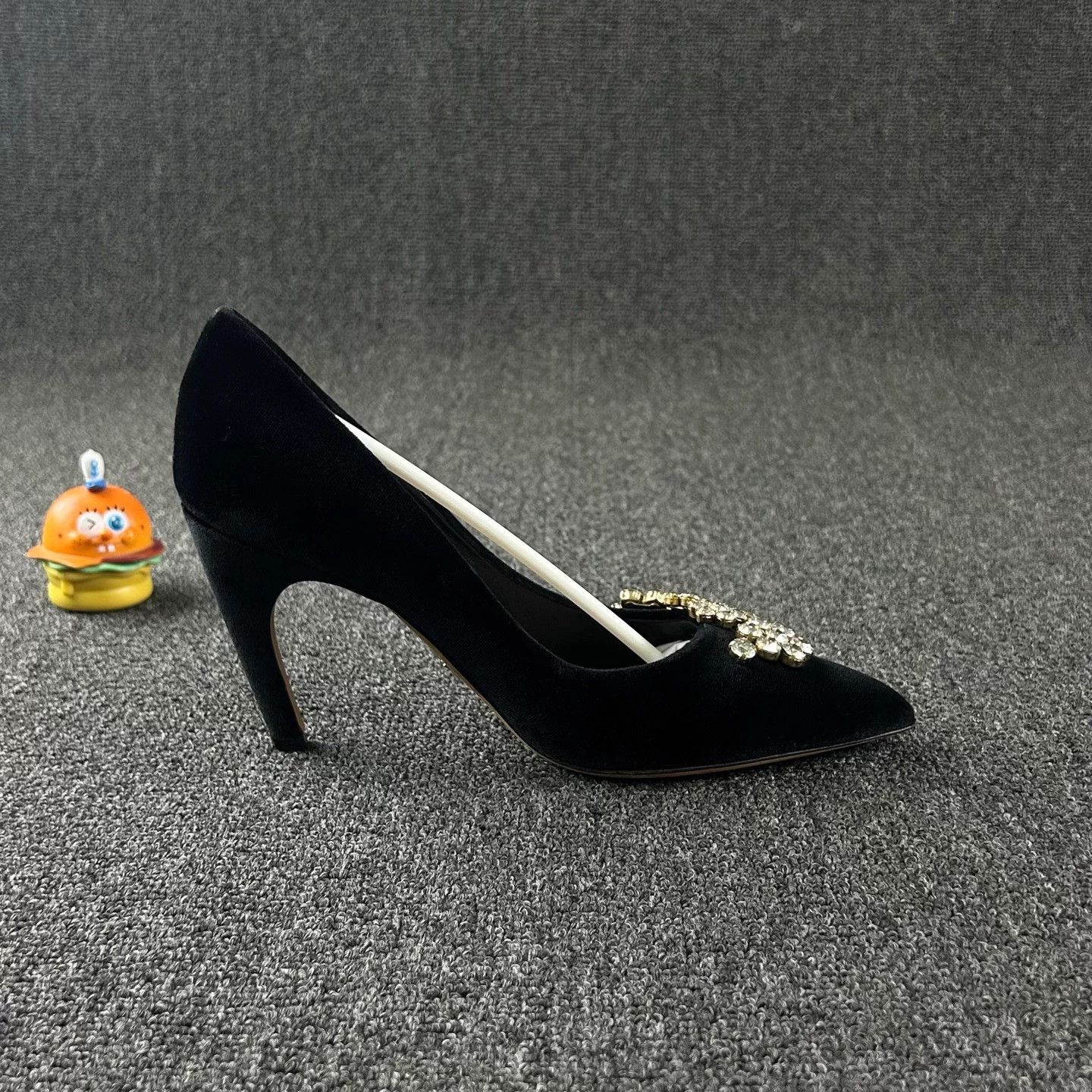 Dior Dior Black Velvet Crystal Heels EU 37.5 Size US 6.5 / IT 36.5 - 4 Thumbnail