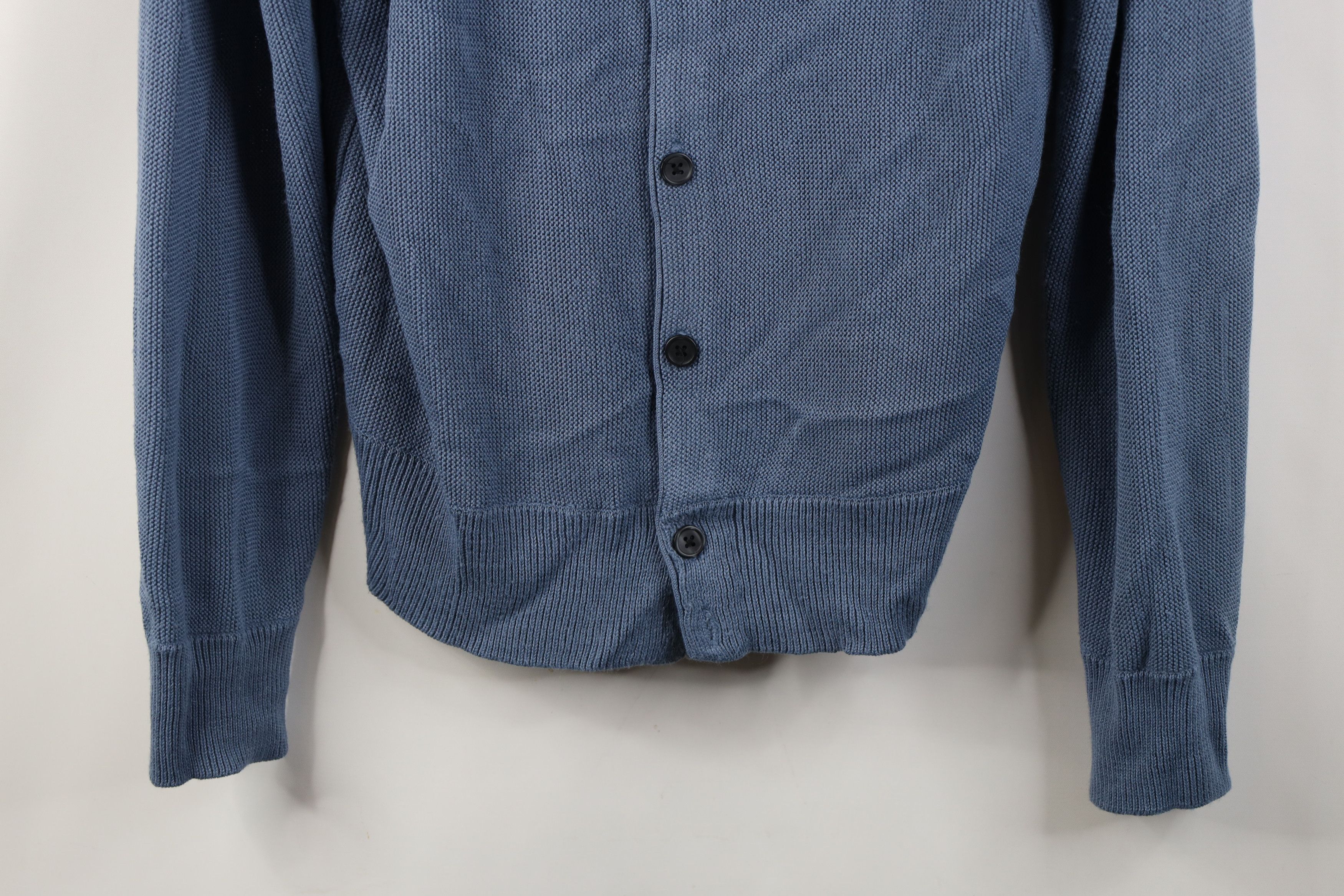 Vintage Vintage 90s Streetwear Ribbed Knit Cardigan Sweater Blue Size US L / EU 52-54 / 3 - 3 Thumbnail