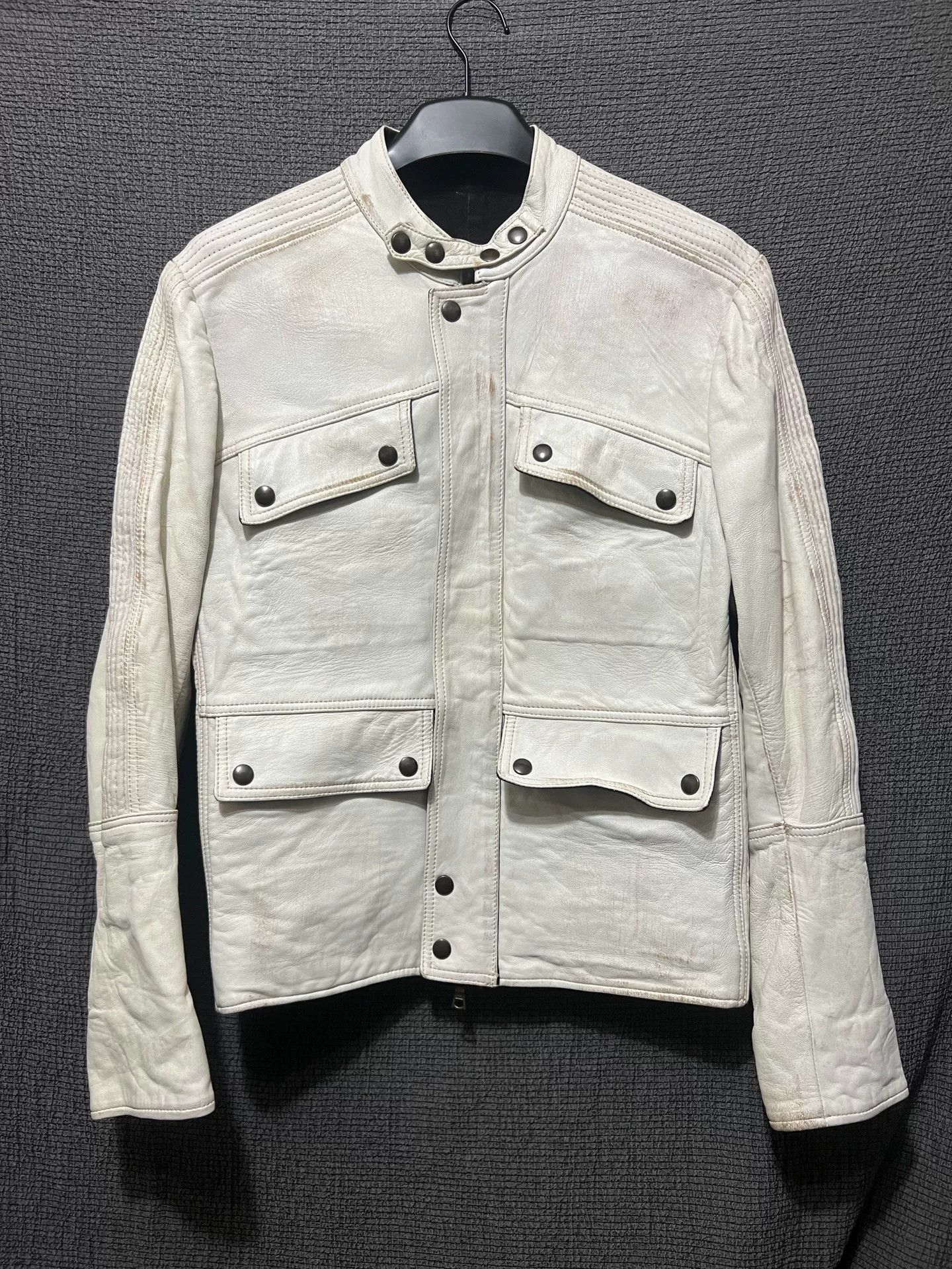Vintage Style White Leather Jacket