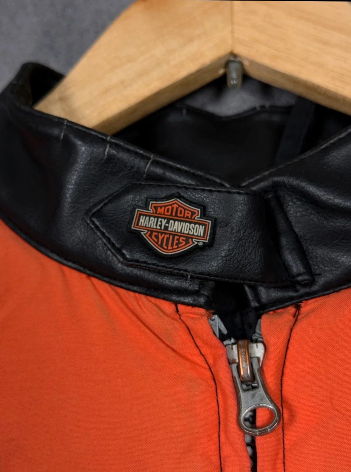 Vintage Harley Davidson Leather Jacket Big Logo Black Orange Size US L / EU 52-54 / 3 - 4 Thumbnail