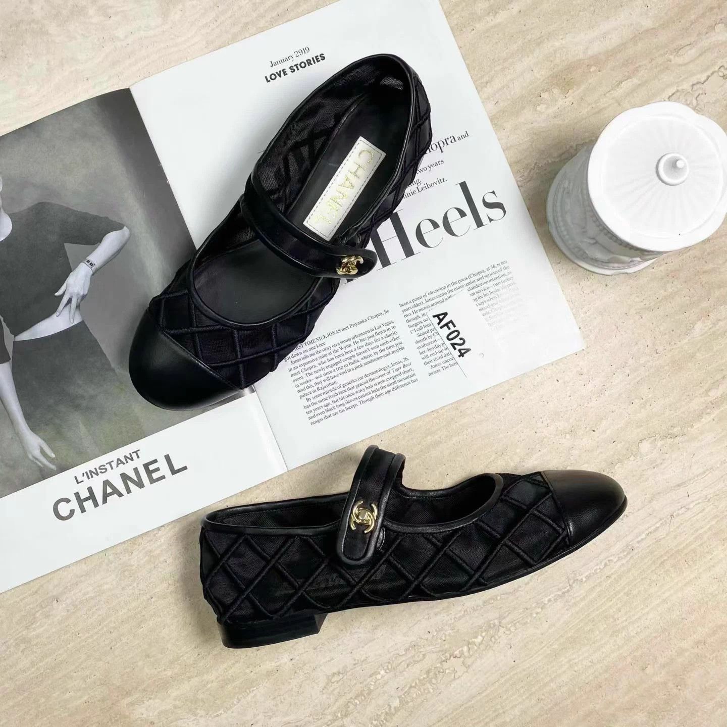 Chanel Chanel Coco Beach 25M Fabric Flat Mary Janes 37.5C 98 Size US 7 / IT 37 - 2 Thumbnail